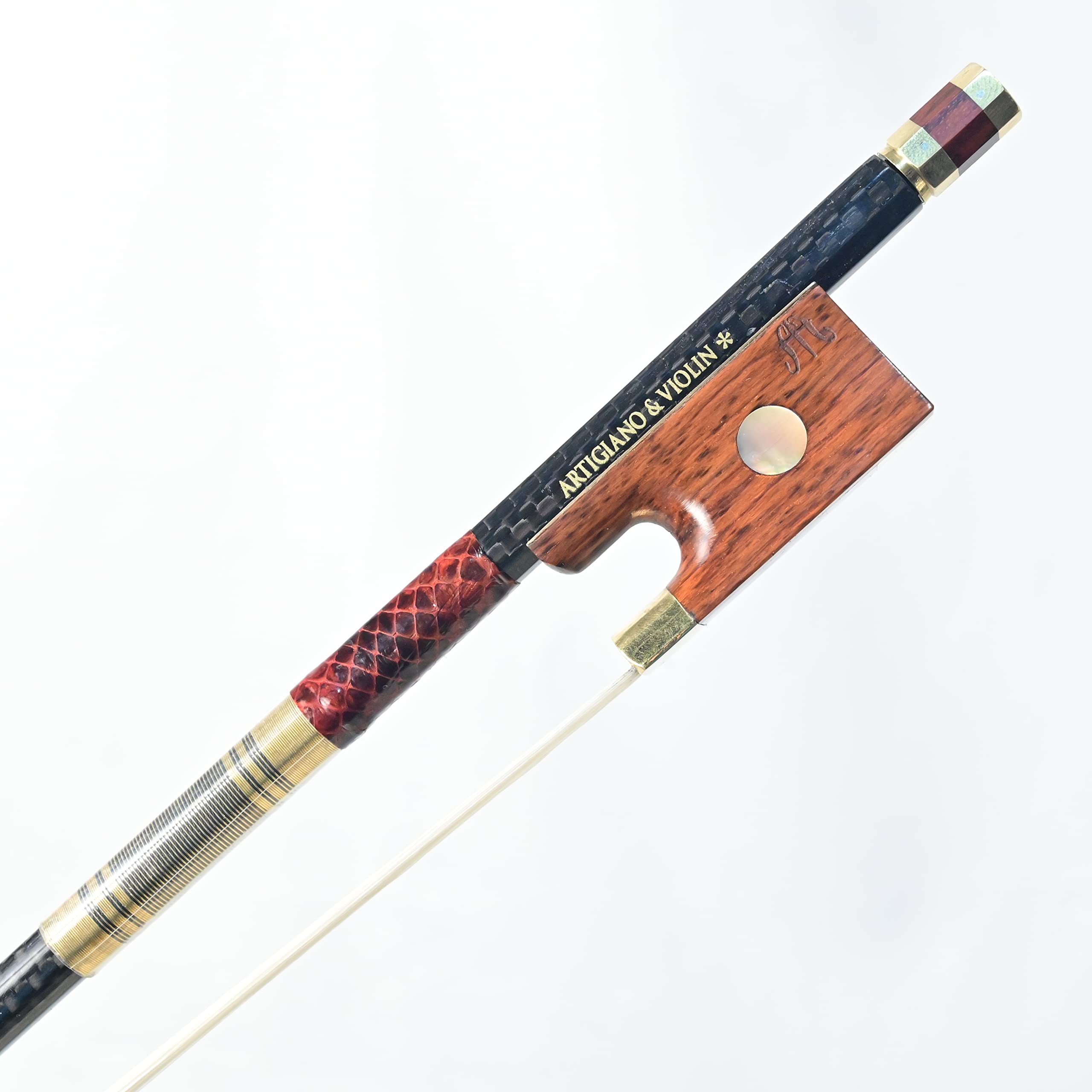 Premium Carbon Fiber Violin Bow with Snakewood Frog - Professional Grade for Violinists | Ideal for Performances, Practice & Studio Recording - ARTIGIANO&VIOLIN AW-201