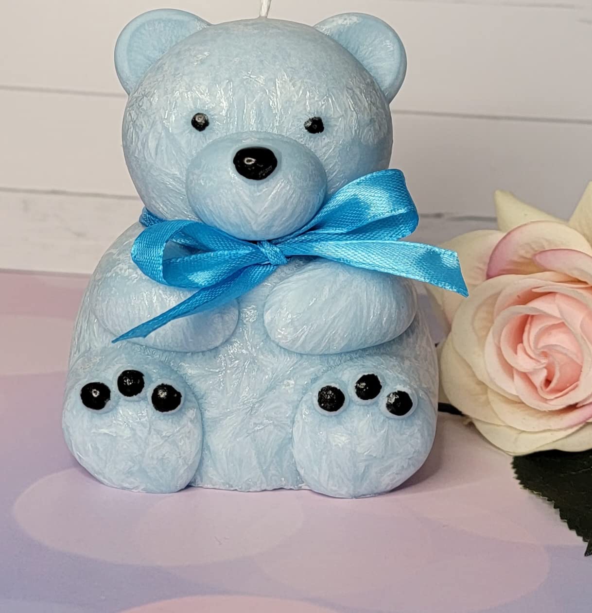 Teddy Bear Candles Set of 2 - Blue Scented Soy Wax Candles for Home Decor, Birthday Gifts & Romantic Ambiance