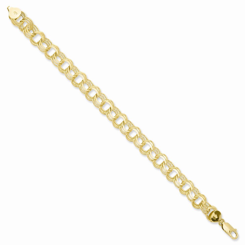 14K Solid Gold Triple Link Charm Bracelet for Women - Elegant & Durable Jewelry Gift for Birthday, Anniversary, or Everyday Wear