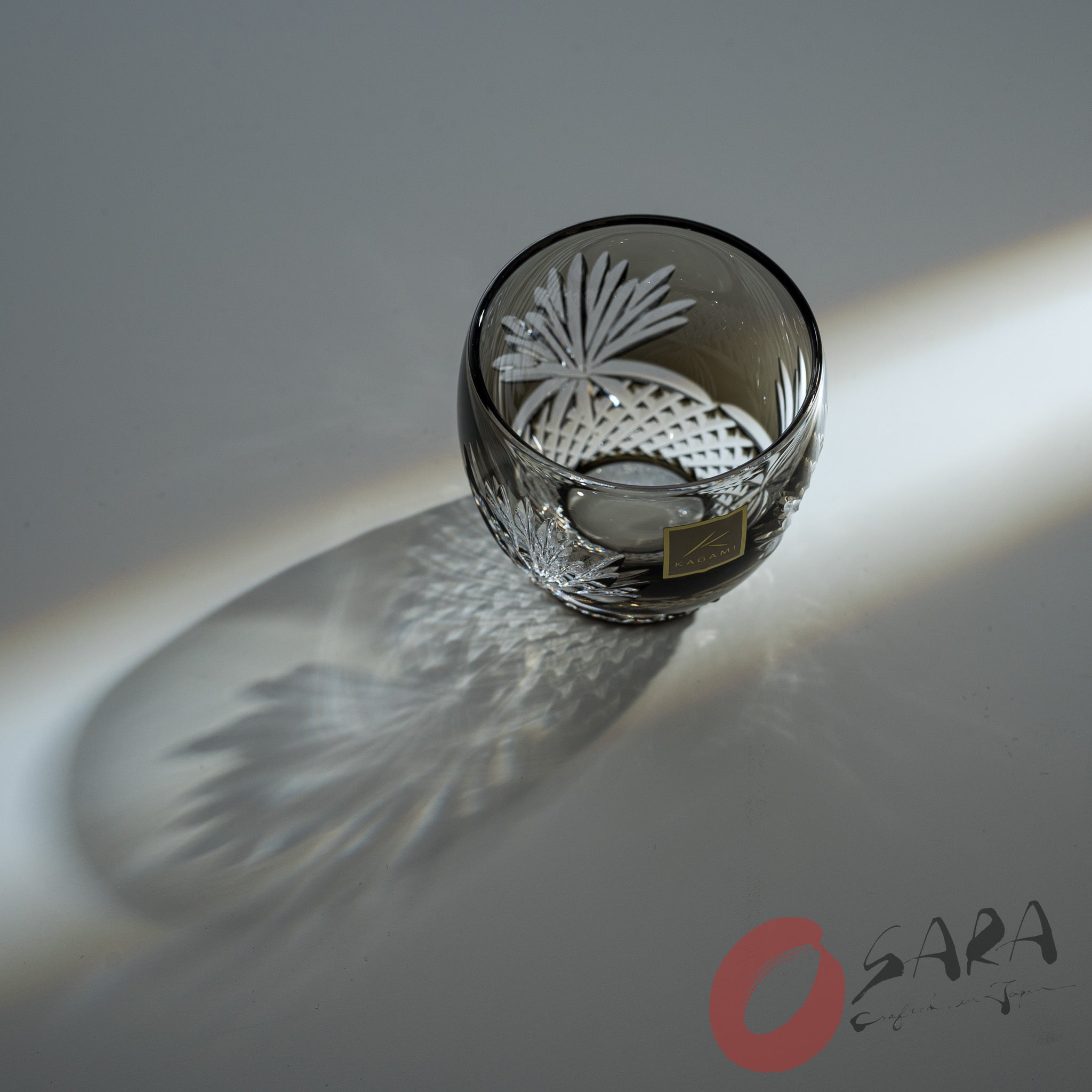 Premium KAGAMI Crystal Edo Kiriko Sake Glass - Queen of the Night Design - Handcrafted Japanese Cut Glass for Sake, Cocktails & Fine Dining - Elegant Gift for Wine Enthusiasts & Collectors