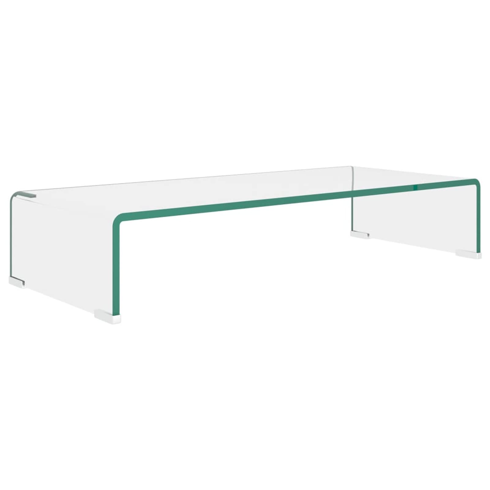 Festnight Clear Glass TV Stand/Monitor Riser - Adjustable Computer Monitor Stand for Laptop, Desktop & TV (27.6