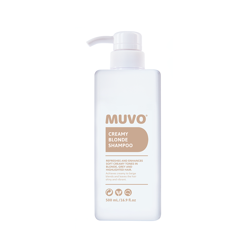 Muvo Creamy Blonde Shampoo for Blonde & Highlighted Hair - Purple Toning Shampoo to Neutralize Brassiness & Enhance Shine - Perfect for Daily Use & Salon-Quality Results at Home