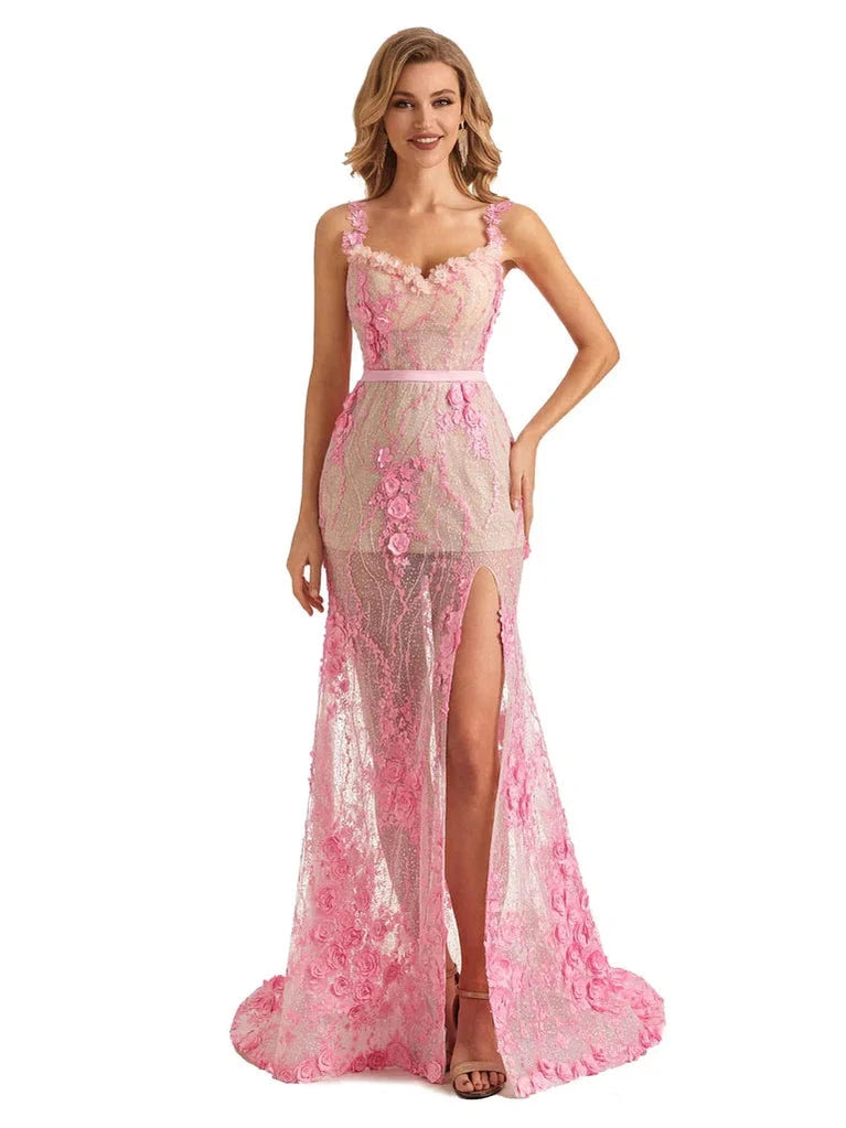 Elegant Mermaid Applique Side Slit Long Prom Dress for Sweet 16 | Formal Evening Gown with Floral Embroidery (Style 12491) | Perfect for Homecoming, Quinceañera, and Special Occasions