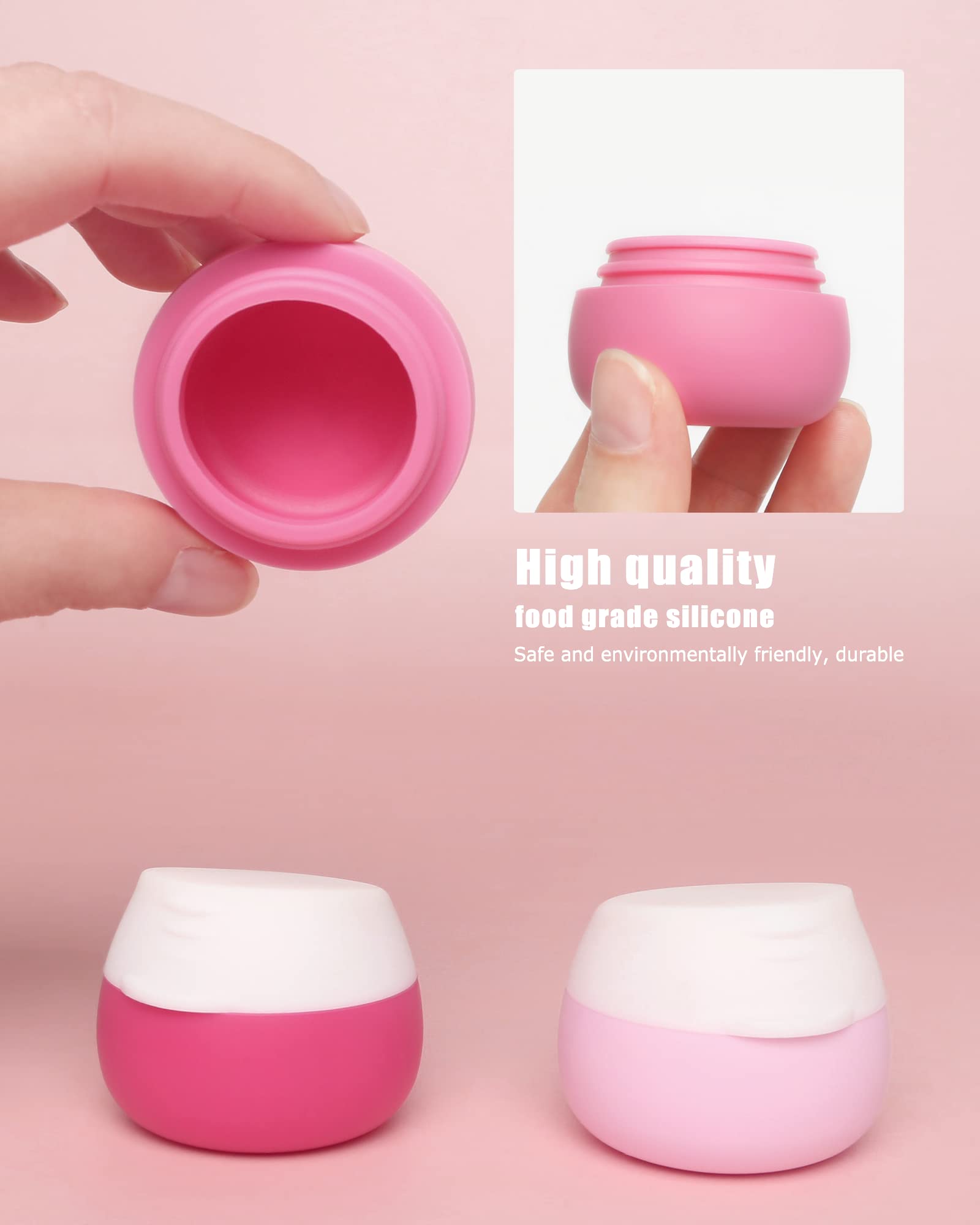 TSA Approved Leak-Proof Silicone Travel Containers for Toiletries - 4-Piece Set of Cream Jars for Cosmetic, Makeup, Face & Body Care | Perfect for Air Travel, Gym Bags & On-The-Go Essentials