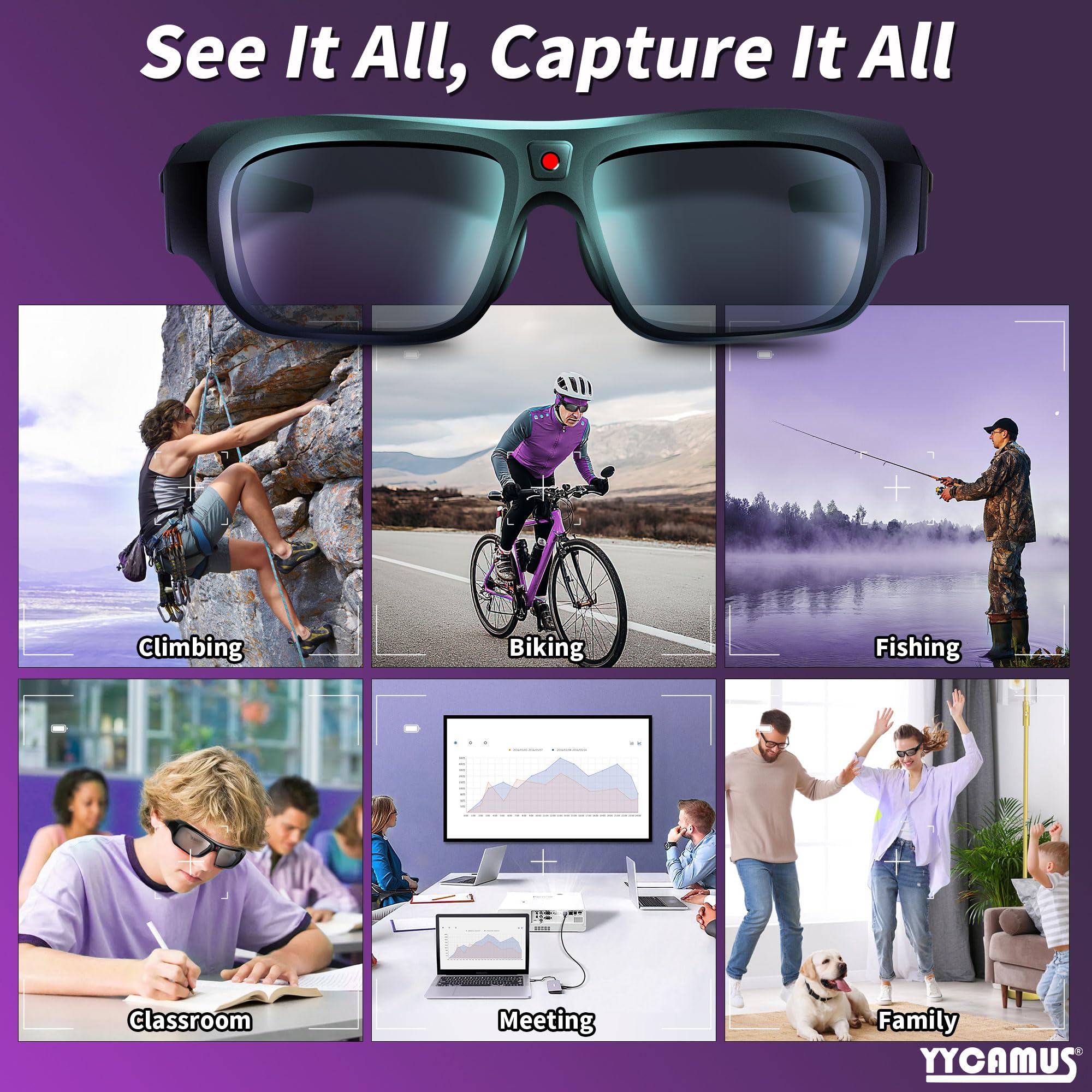 4K Camera Glasses - HD Smart Sunglasses with Built-in Camera, UV Protection Sunglasses for Outdoor Activities, Travel, Sports & Action Videos | Perfect for Vlogging, Cycling, Hiking & Adventure Recording
