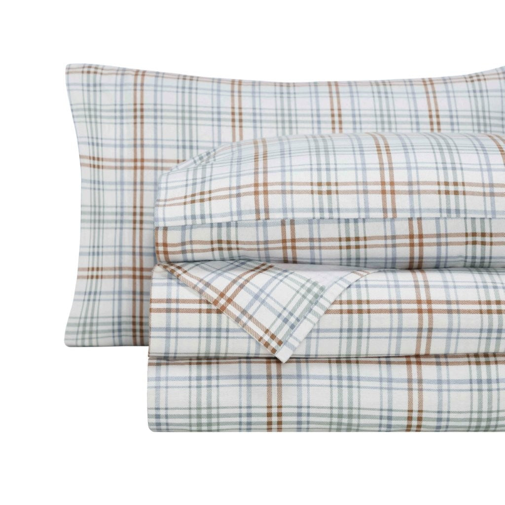 Soft Plaid Flannel Cotton Bed Sheet Set - Classic Farmhouse Style with Deep Pockets - Perfect for Cozy Winter Nights & Rustic Home Decor