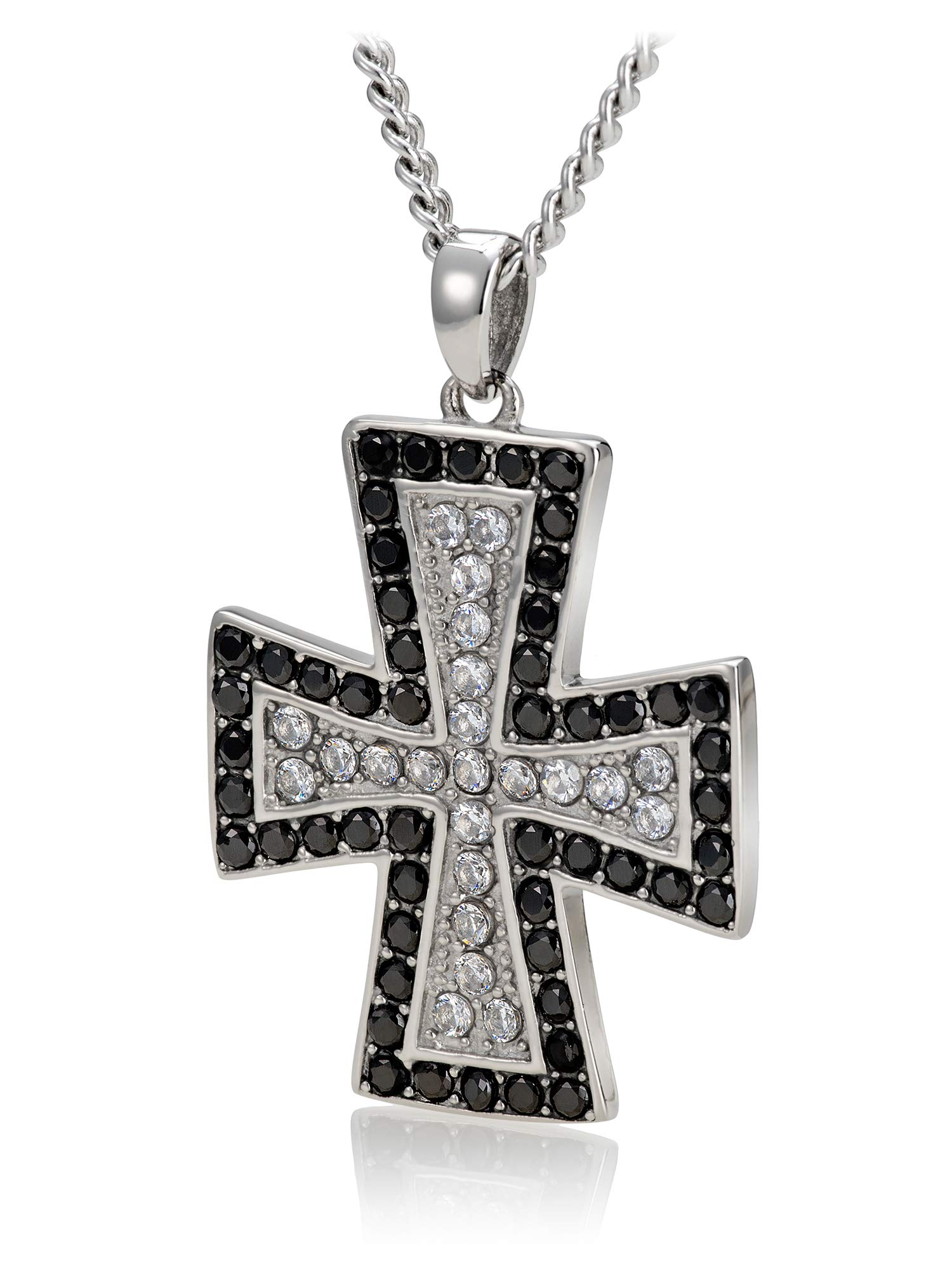 Women's Stainless Steel Peter Cross Necklace with Crystals - I Peter 5:7 Bible Verse Jewelry for Church, Gift & Daily Wear