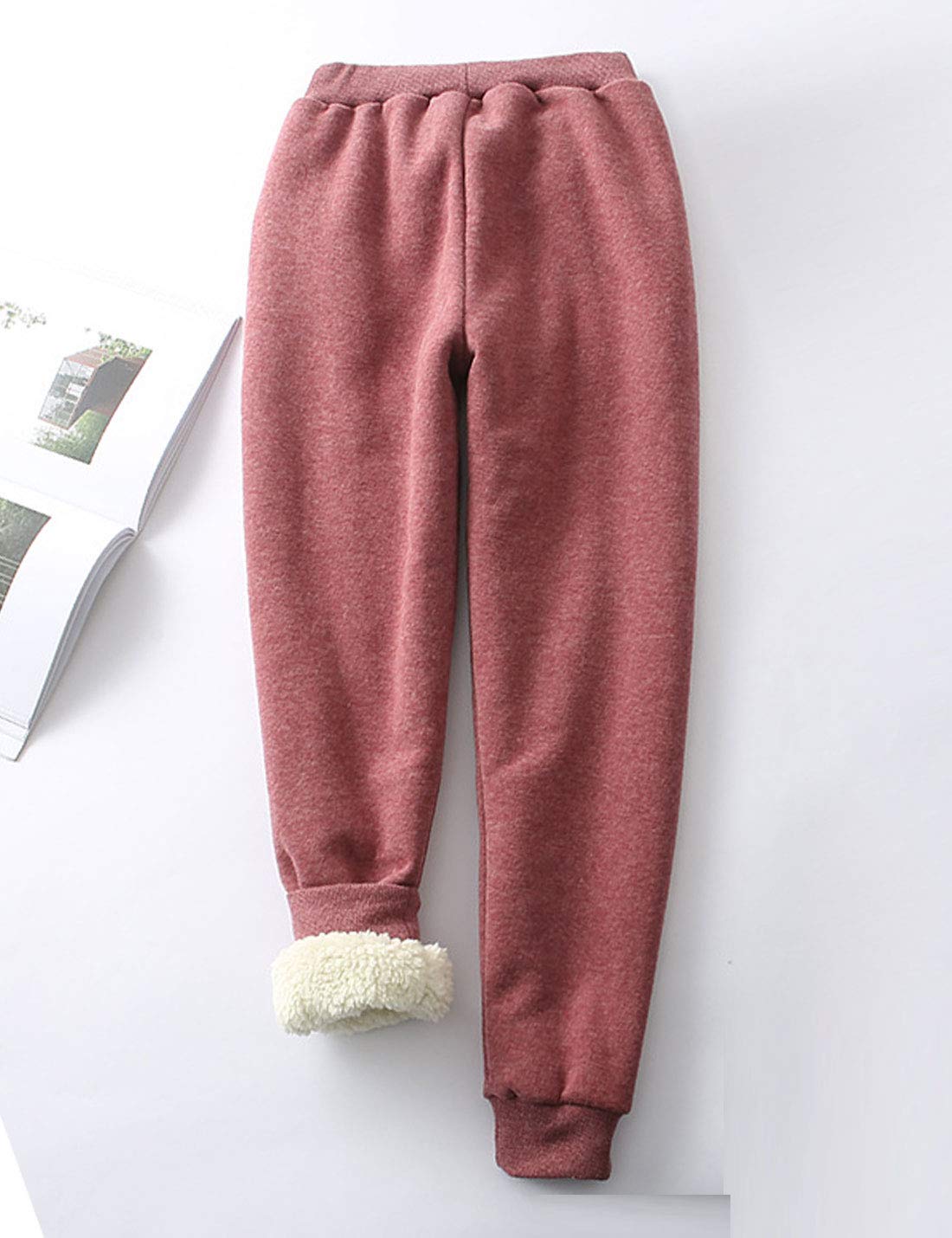 Women's Sherpa-Lined Fleece Joggers - Embroidered Athletic Sweatpants for Running & Lounge | Cozy Winter Workout & Casual Wear