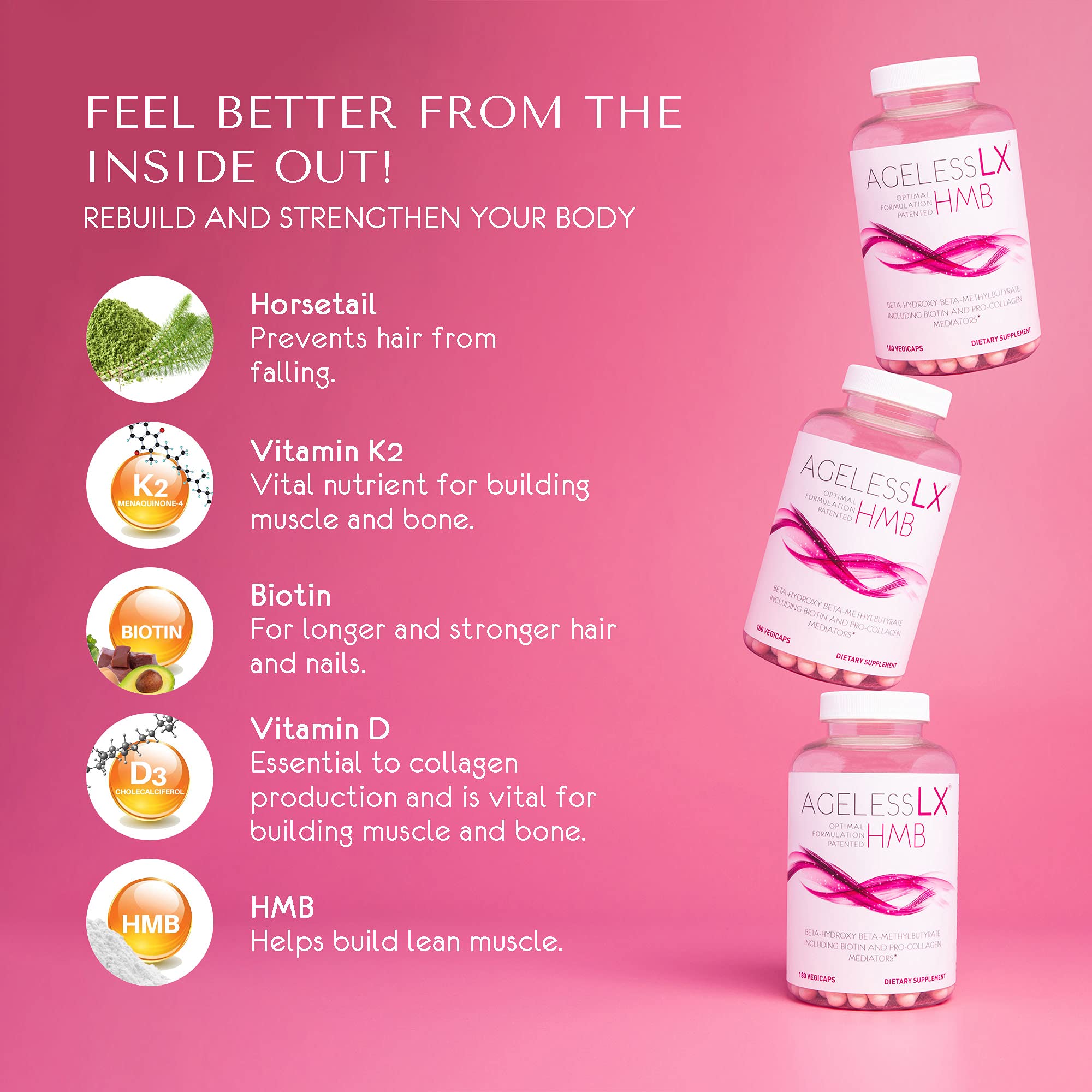 Best HMB Supplement Capsules for Women + Bright & Glow Face Serum Bundle - Anti-Aging & Skin Care Routine for Healthy Lifestyle
