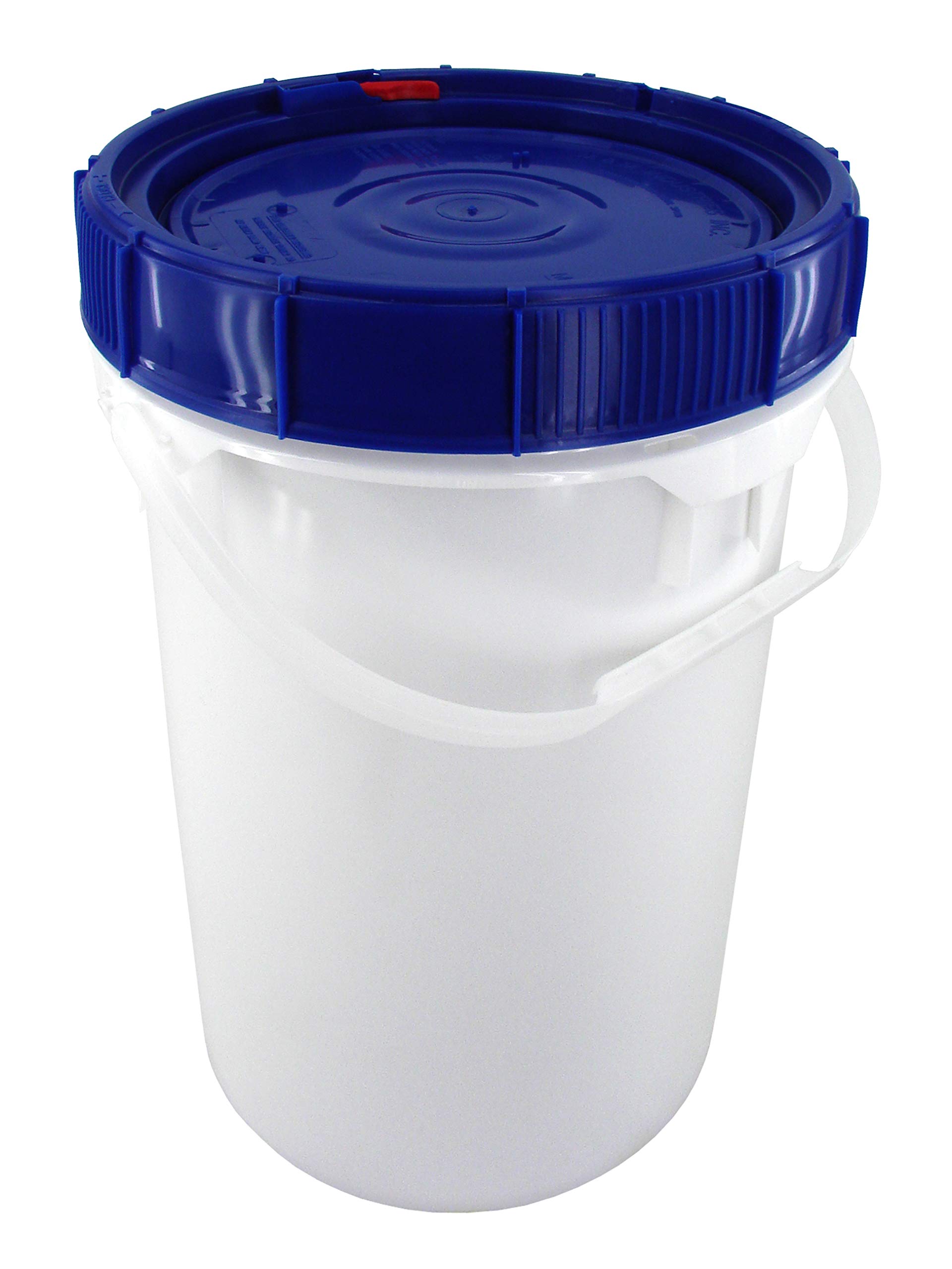 6.5 Gallon Heavy Duty Screw Top Bucket with Blue Lid - 90 Mil Thick Plastic for Storage, Construction, Painting & Outdoor Use