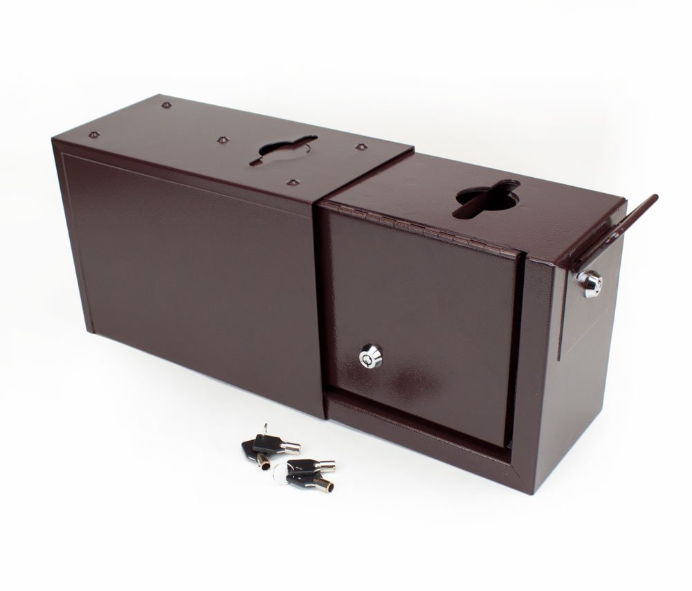 Premium Poker Supplies - Heavy Duty Slim Line Metal Token & Lock Box for Casino Tables with Bonus Bill Slot | Secure Cash Storage for Poker Nights, Casino Parties & Home Games