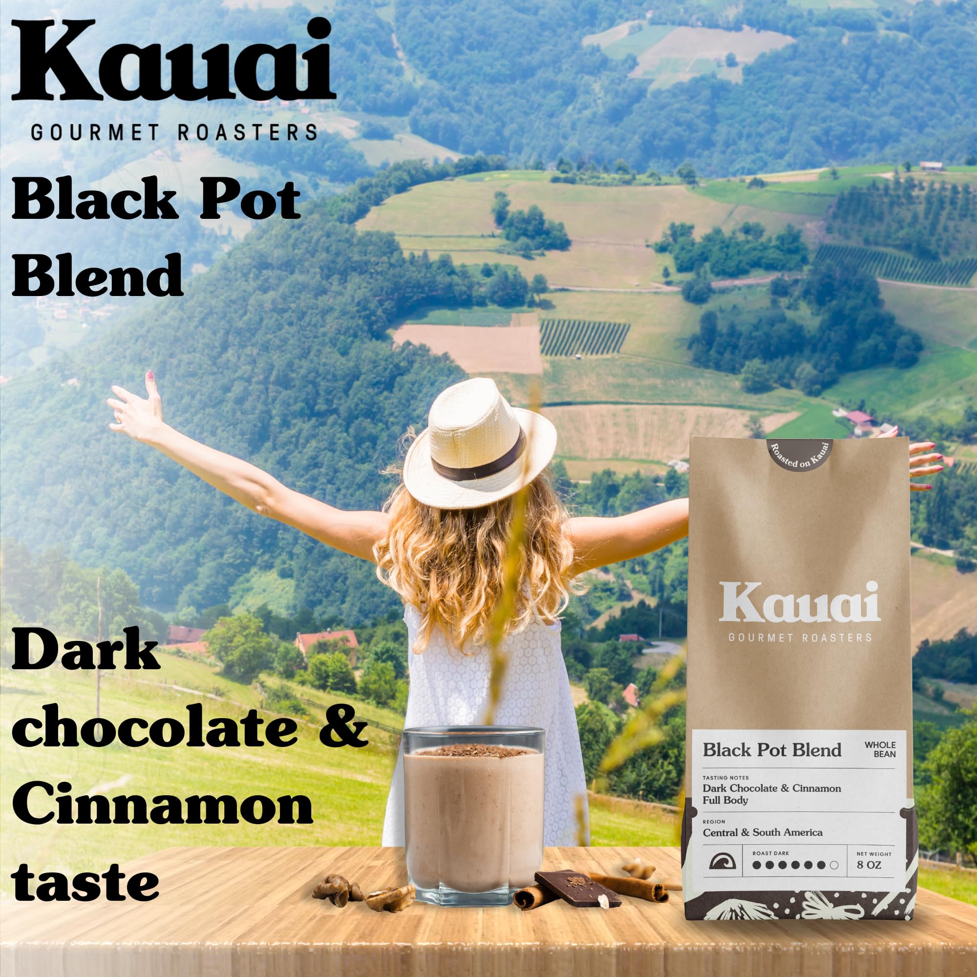 Premium Black Pot Ground Coffee - Dark Roast with Cinnamon & Dark Chocolate Notes | Rich Espresso Blend (8oz) | Perfect for Morning Brews, Office Coffee Breaks & After-Dinner Treats