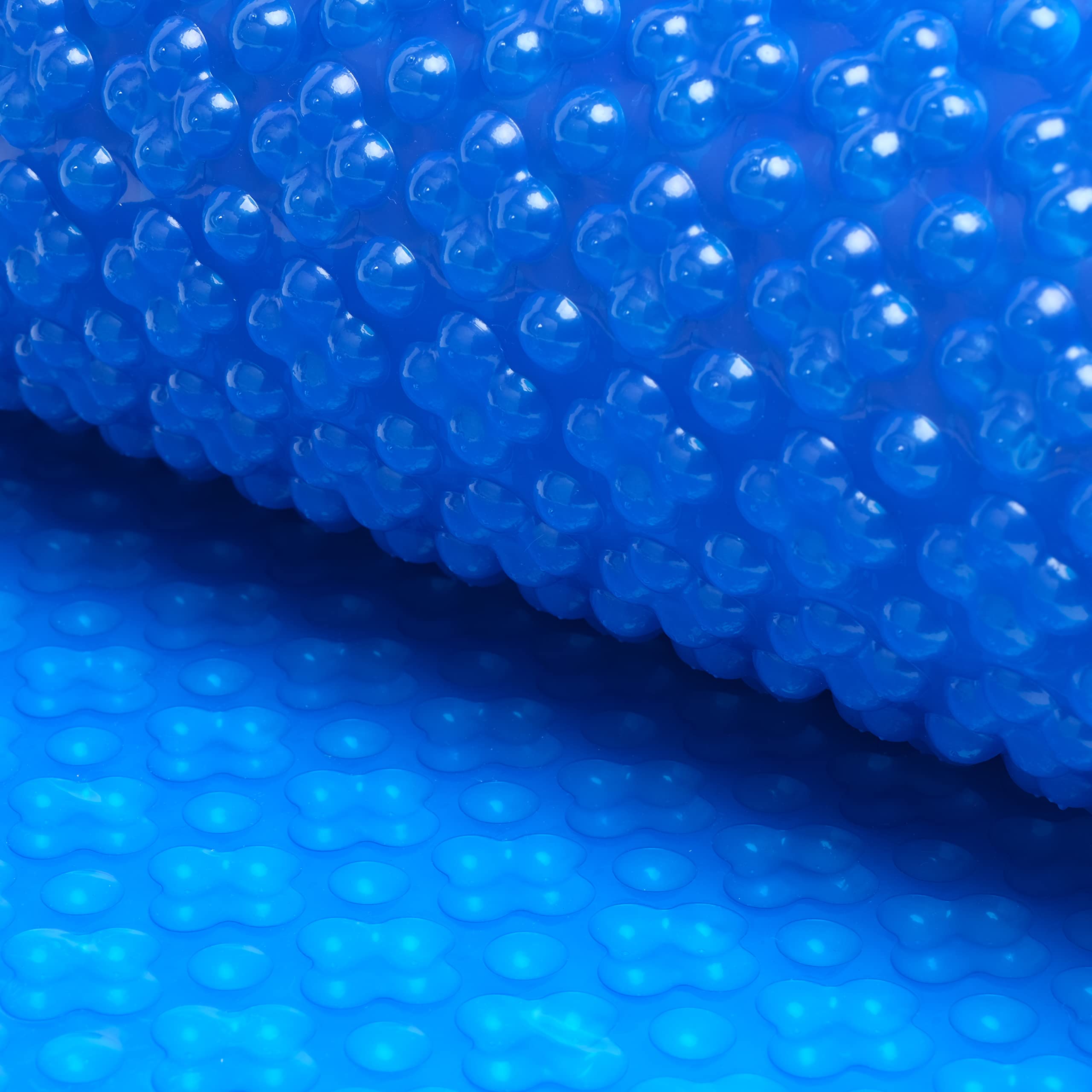 16mil 400μm Blue Quadruple Bubble Solar Pool Cover - 14x28FT Rectangle, PVC Edge & Aluminum Buckles for In-Ground/Above-Ground Pools | Sun-Powered Heating for Hot Tubs & Swimming Pools | Durable, Energy-Efficient Winter Protection