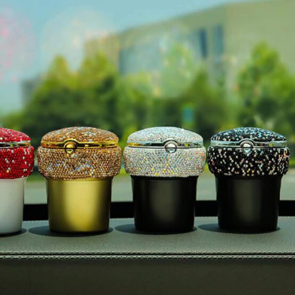 LED Diamond Car Ashtray with Multi-Function - Bling Bling Auto Accessory for Smoking, Home & Office Use - Stylish Crystal-Encrusted Design for Cars, Trucks & Vehicles