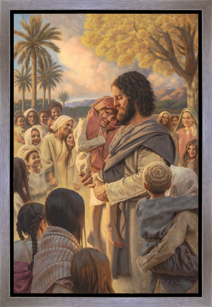 He Took Them Up In His Arms Gallery Wrap Canvas - Inspirational Christian Wall Art for Home, Church & Office Decor