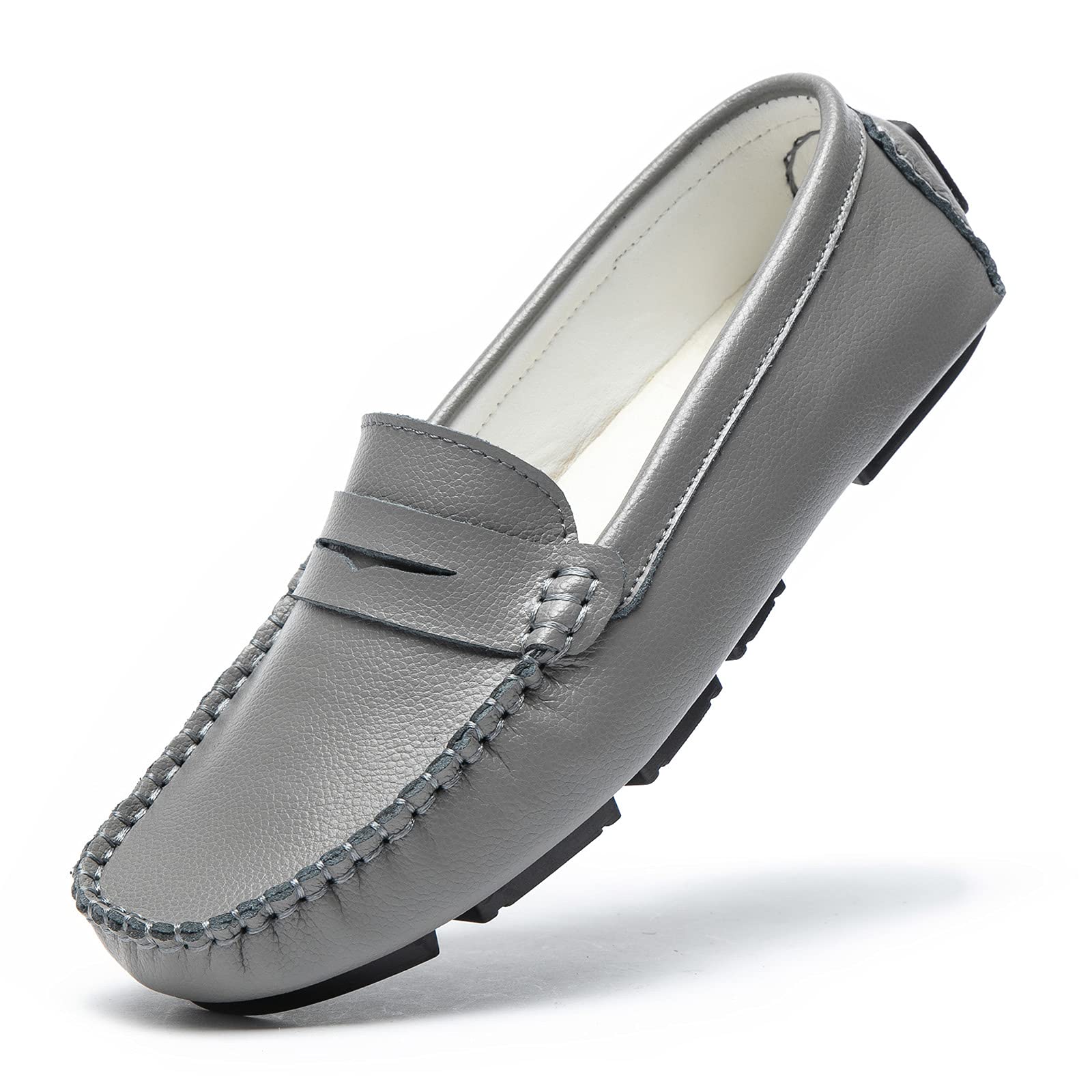 Women's Leather Penny Loafers - Slip-On Classic Casual Driving Flats Shoes for Work, Office & Everyday Wear