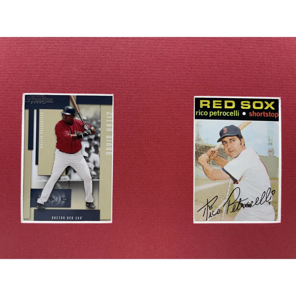 Boston Red Sox Legends Framed 10 Baseball Card Collage - Ted Williams, David Ortiz & Carl Yastrzemski - Perfect for Sports Memorabilia Collectors & Red Sox Fans Home Decor