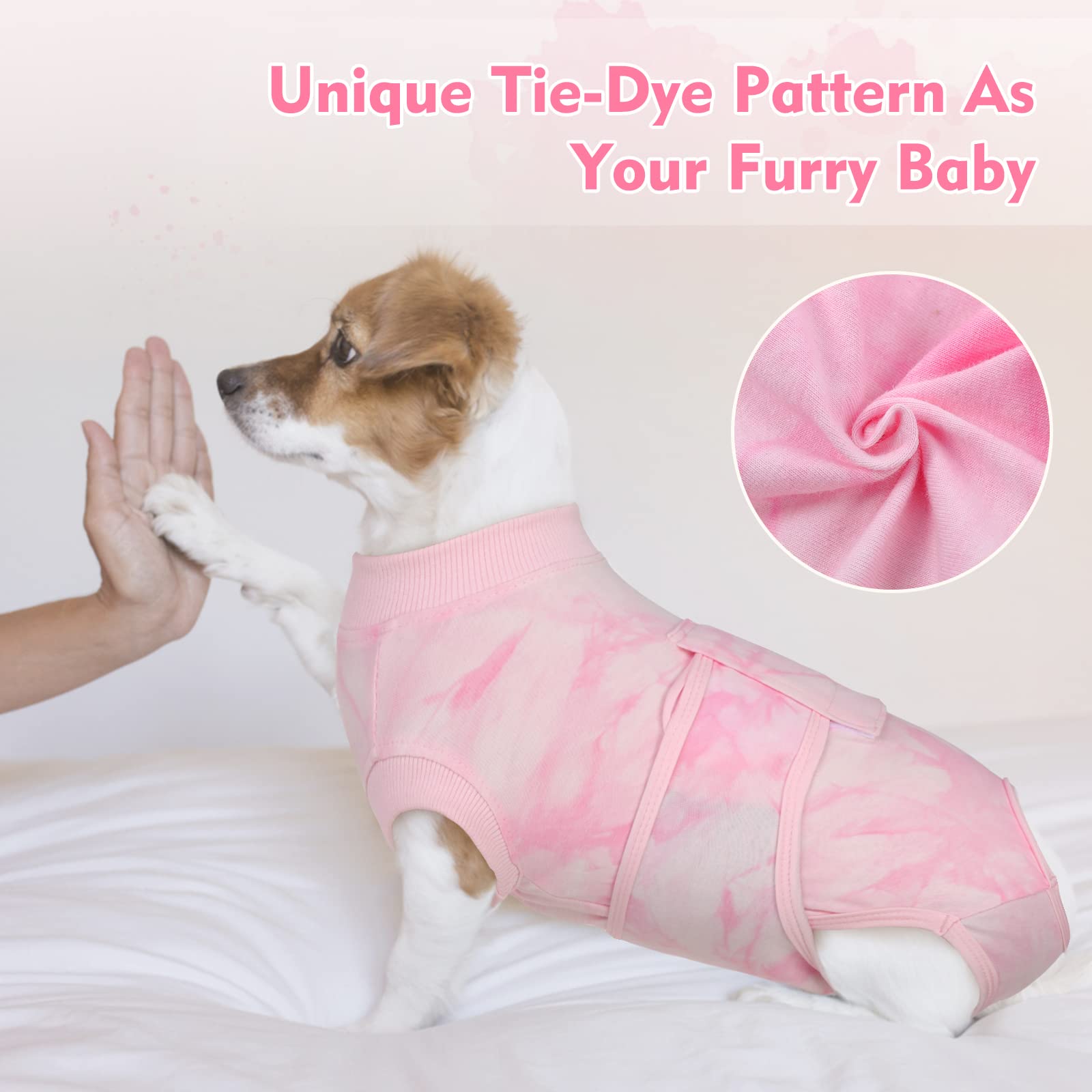 Post-Surgery Recovery Suit for Dogs - Soft Breathable Dog Bodysuit, E-Collar & Cone Alternative - Male & Female Dog Neuter/Spay Suits - Anti-Licking Wound Protection Onesie - Pink Tie Dye XXL - Ideal for Post-Op Care, Wound Healing & Comfort After Surgery