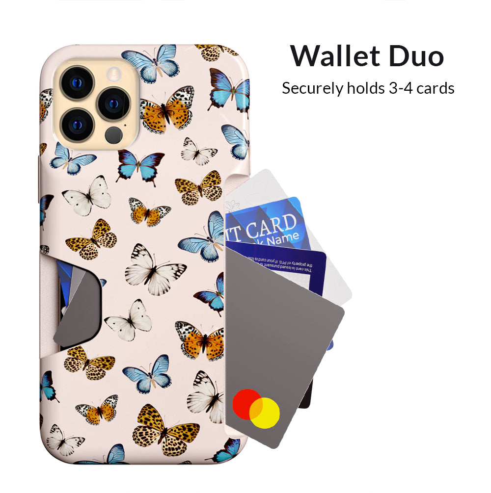Butterfly iPhone Wallet Case - Slim Protective Phone Cover with Card Holder for iPhone 13/14/15 Pro Max - Perfect for Travel, Shopping & Everyday Use
