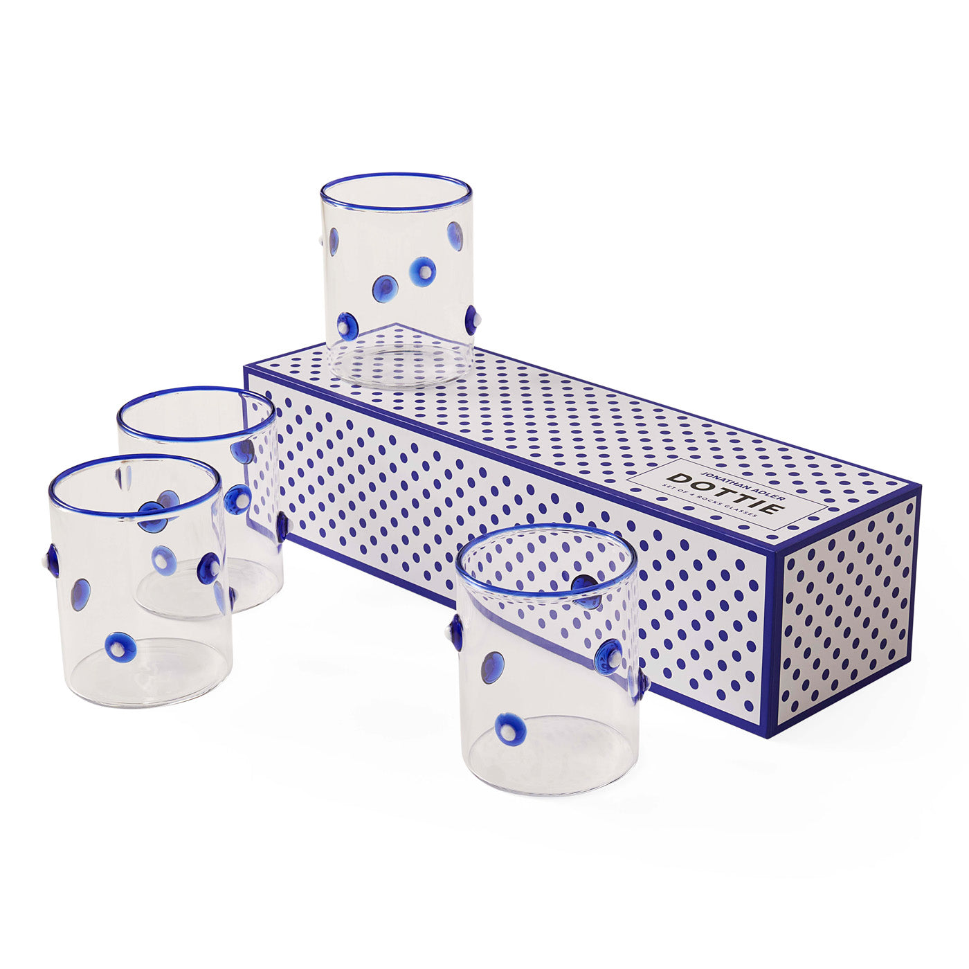 Premium Dottie Rocks Whiskey Glasses Set - 4-Piece Crystal Clear Old Fashioned Drinking Glasses for Bourbon, Scotch & Cocktails - Perfect for Home Bar, Gifts & Entertaining