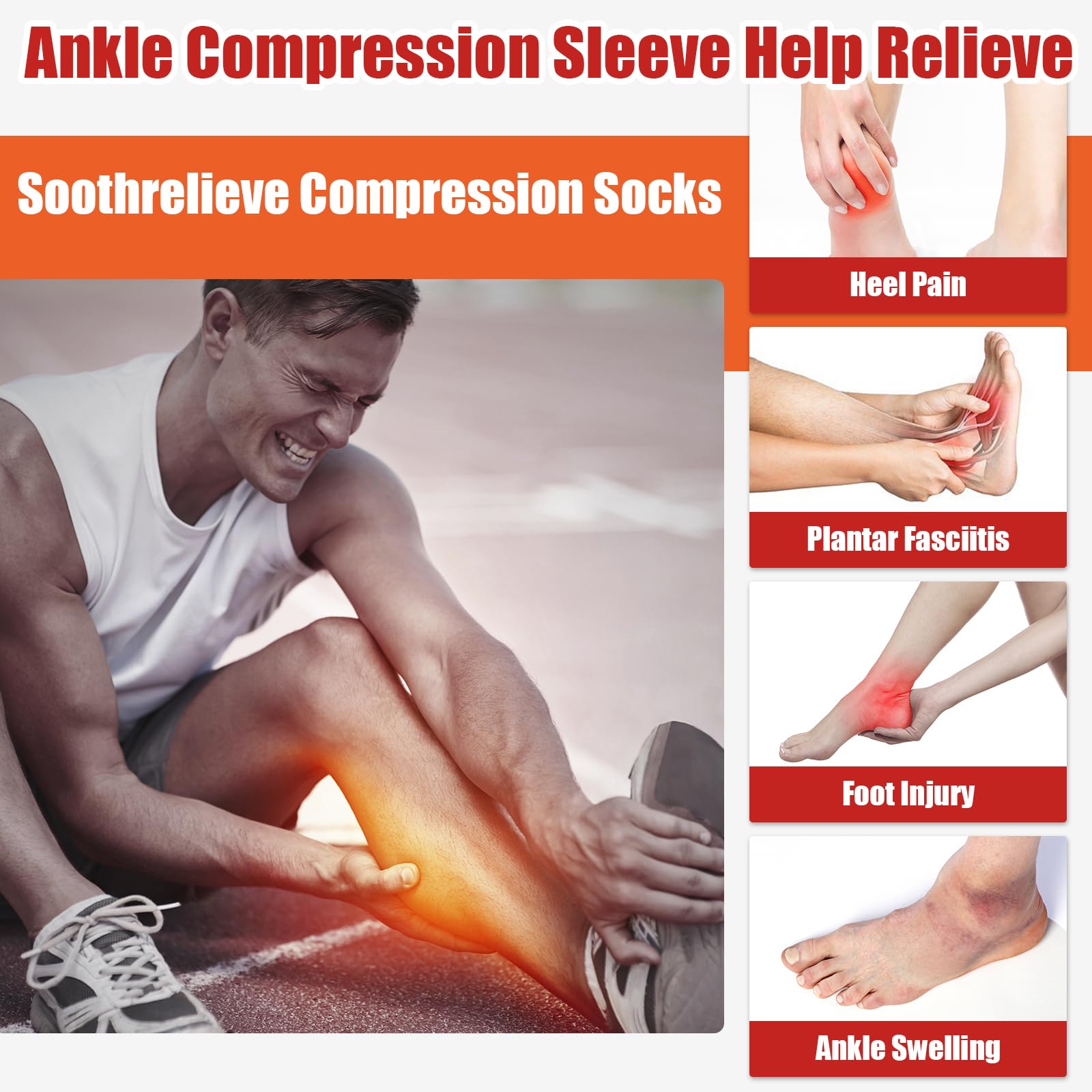 3 Pairs Plantar Fasciitis Relief Socks - Toeless Compression Socks with Arch Support for Heel Spurs, Foot Pain & Swelling - Neuropathy Socks for Men & Women - Ideal for Running, Walking & Daily Comfort (Gray, Medium)