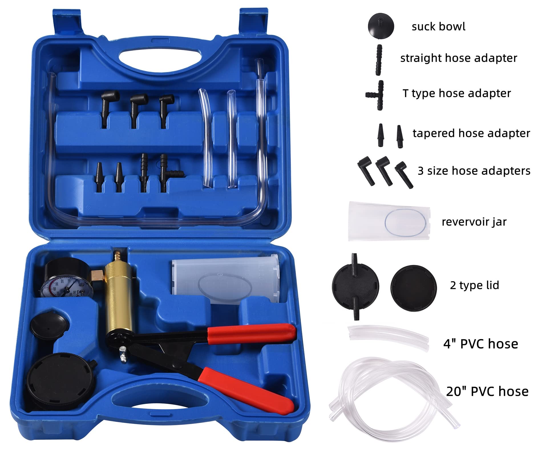 **Handheld Vacuum Pressure Pump Tester - Brake & Clutch Fluid Bleeder Kit for Cars & Motorcycles | Manual One-Person Bleeding Tool | Perfect for DIY Auto Repair & Maintenance**