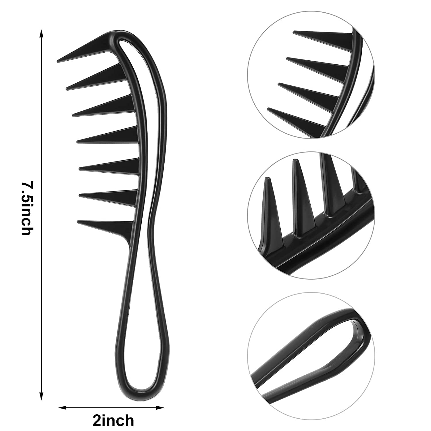 2 Pack Carbon Fiber Hair Combs - Tail Comb & Wide Tooth Comb for Teasing, Styling & Lifting - Professional Salon & Home Hair Care Supplies (Black) - Perfect for Hair Styling, Detangling & Volume Creation