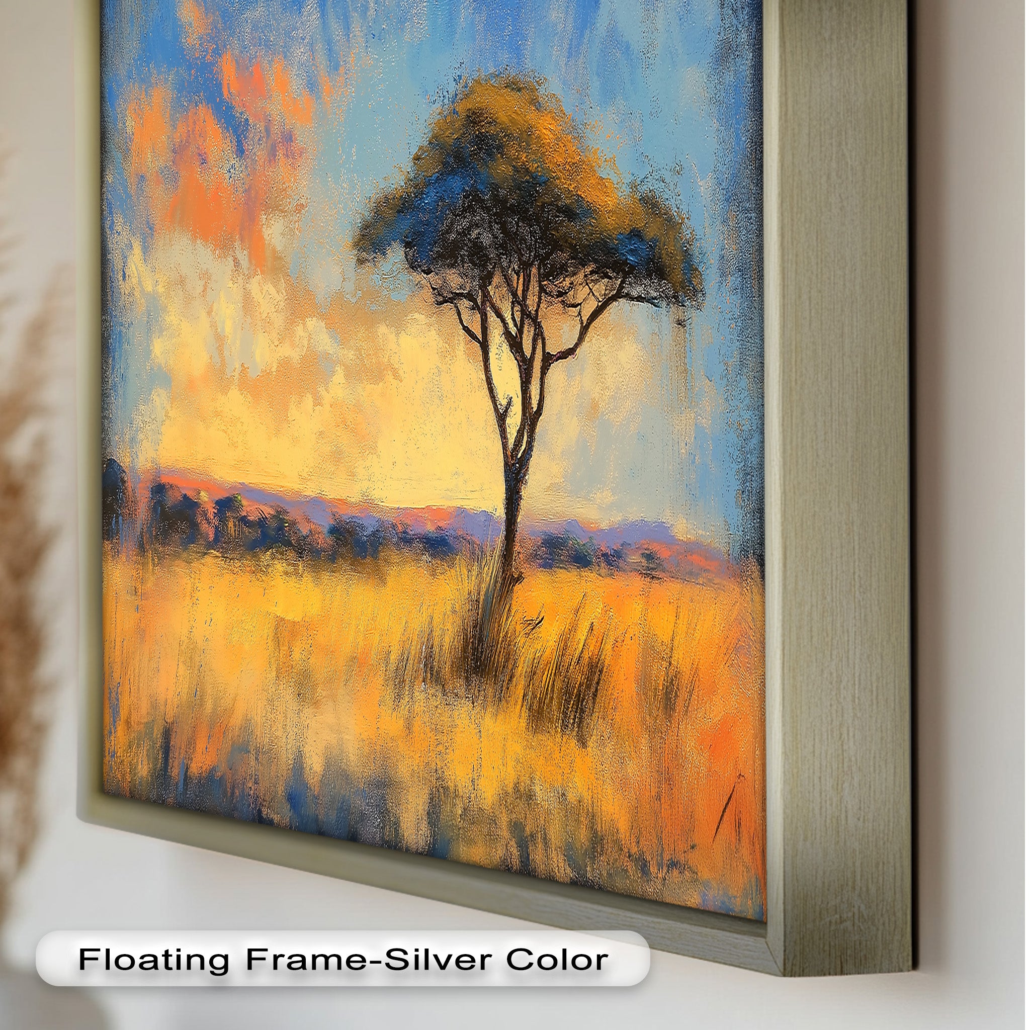 African Savannah Tree Wall Art - Handmade Landscape Oil Painting for Living Room & Bedroom Decor