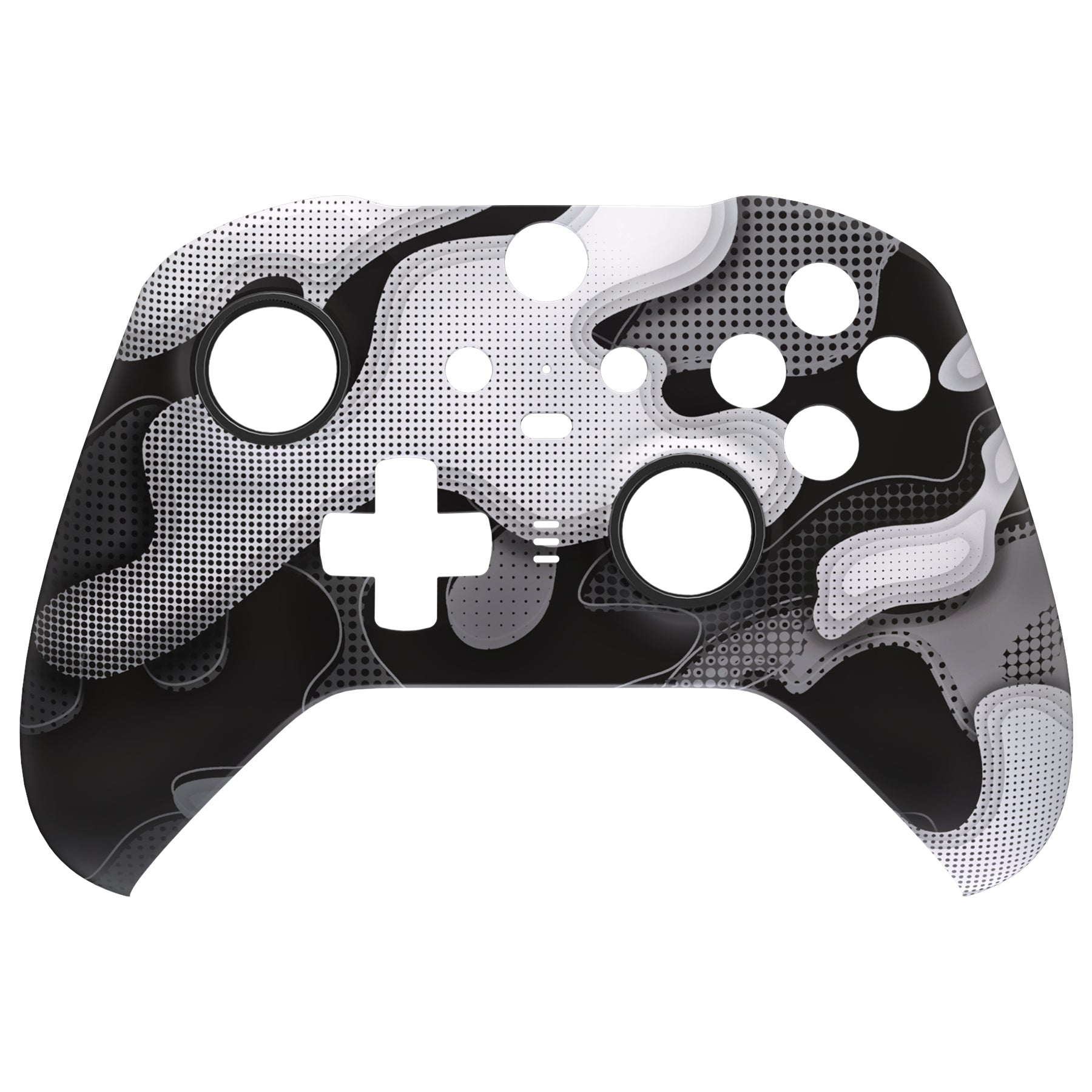 eXtremeRate Replacement Front Housing Shell Case with Accent Rings for Xbox One Elite Series 2 & Elite 2 Core Controller (Model 1797) - Black White Camouflage Design | Customize & Protect Your Controller | Perfect for Gaming Enthusiasts & Competitive Players