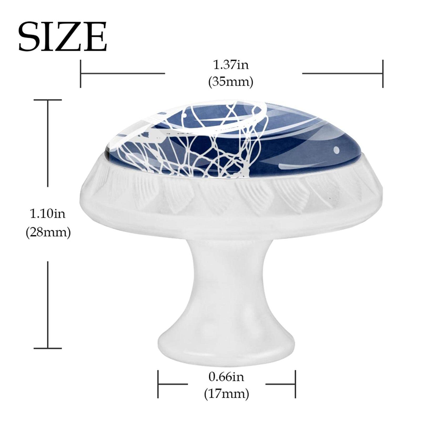 12 Pcs Crystal Glass Drawer Knobs - Basketball Design for Home & Office Cabinets
