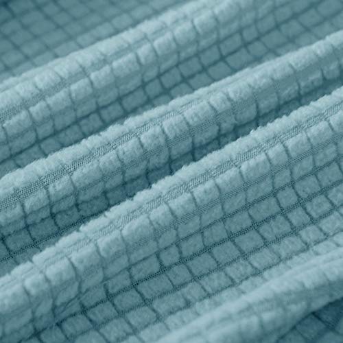 Set of 2 Jacquard Checked Stretch Armrest Covers - Light Blue Washable Anti-Stain Furniture Protectors for Sofa, Recliner & Couch | Perfect for Living Room, Office & Home Decor