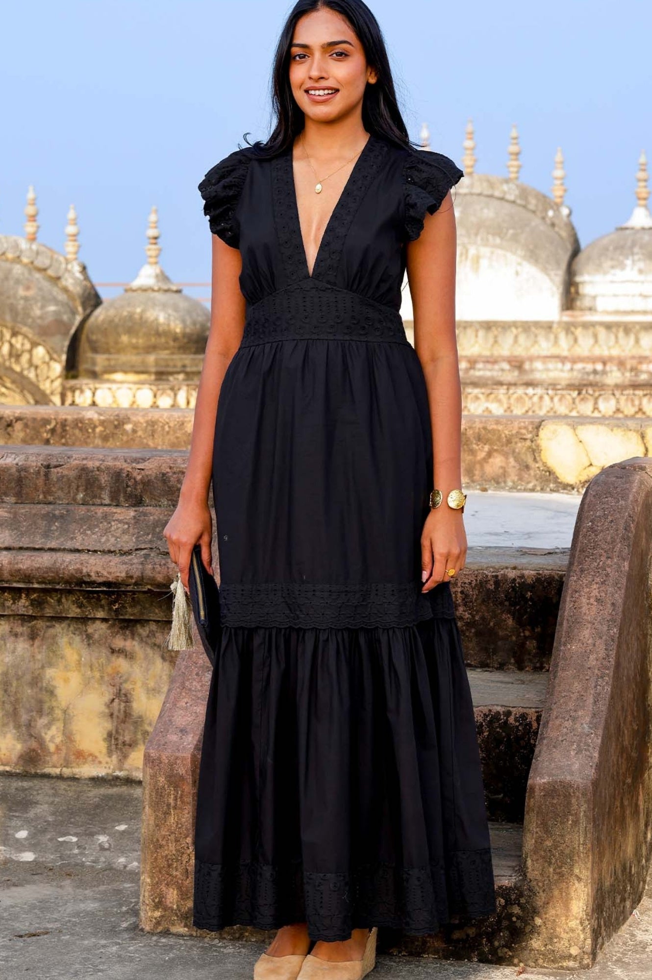 Pippa Embroidered Dress in Black | Elegant Floral Lace Summer Dress for Women | Perfect for Weddings, Parties & Special Occasions