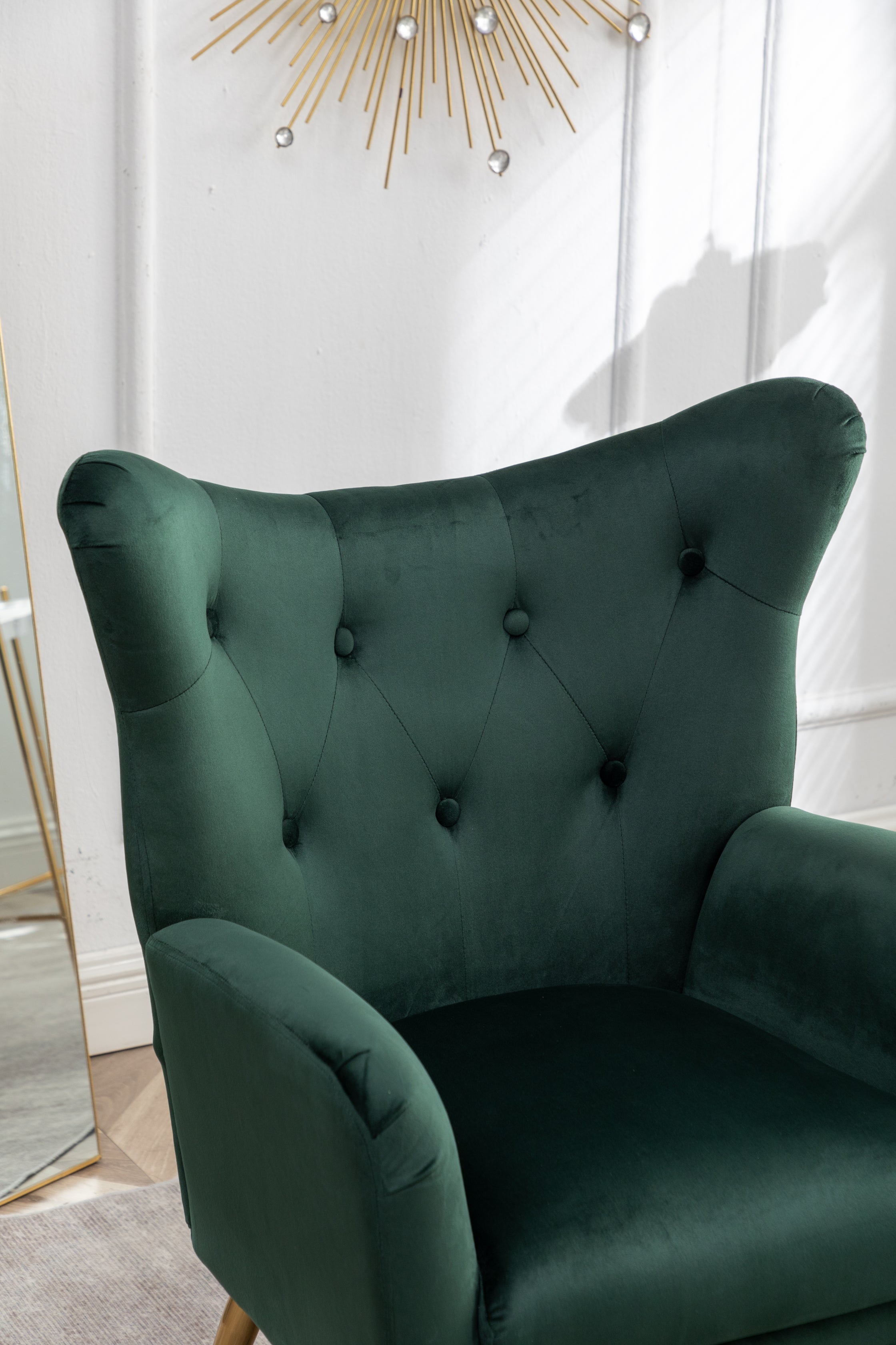 Roundhill Furniture Sovarol Velvet Button Tufted Wingback Accent Chair - Luxurious Living Room Seating for Home Office, Bedroom & Lounge Decor