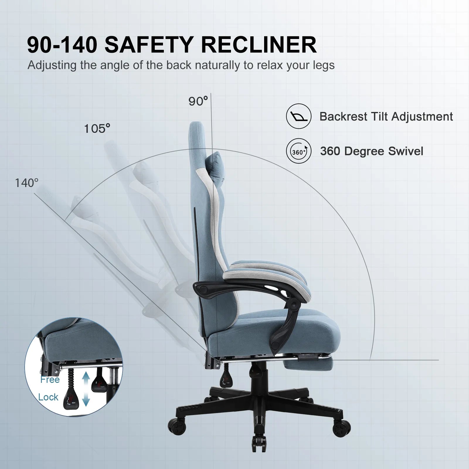 Ergonomic Adjustable Footrest LR002 - Comfortable Under Desk Foot Rest for Home & Office - Improve Posture & Reduce Fatigue While Working or Gaming