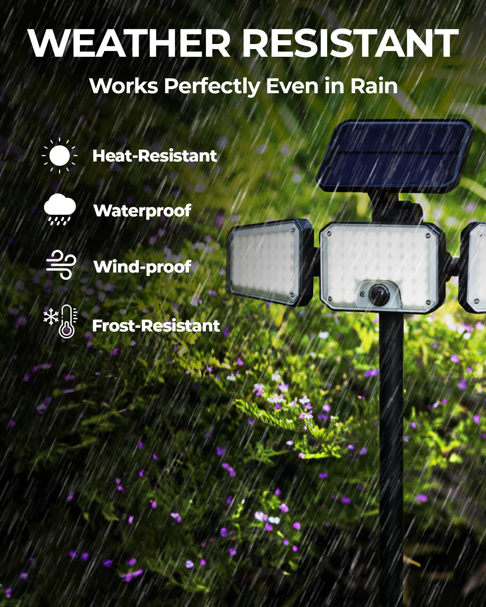 Bell+Howell Bionic Flood Light - 500 Lumen Solar LED Outdoor Security Light with Motion Sensor, Waterproof & 360° 3-Panel Design - Perfect for Driveway, Garden, Backyard, and Patio Lighting