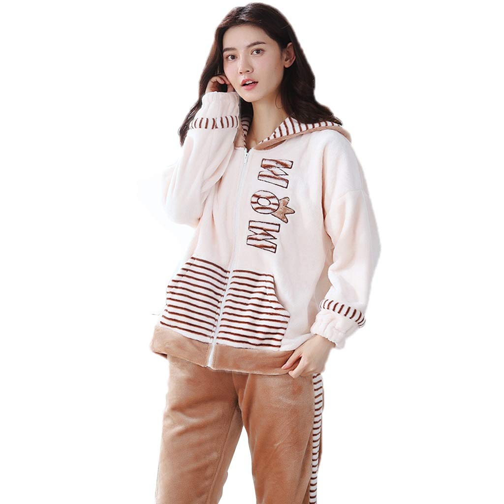 Women's Coral Velvet Long Sleeve Pajama Set - Soft Loose Comfortable Nightgown & Cardigan for Autumn Winter Home Wear | Cozy Sleepwear for Lounging, Relaxing & Bedtime Comfort