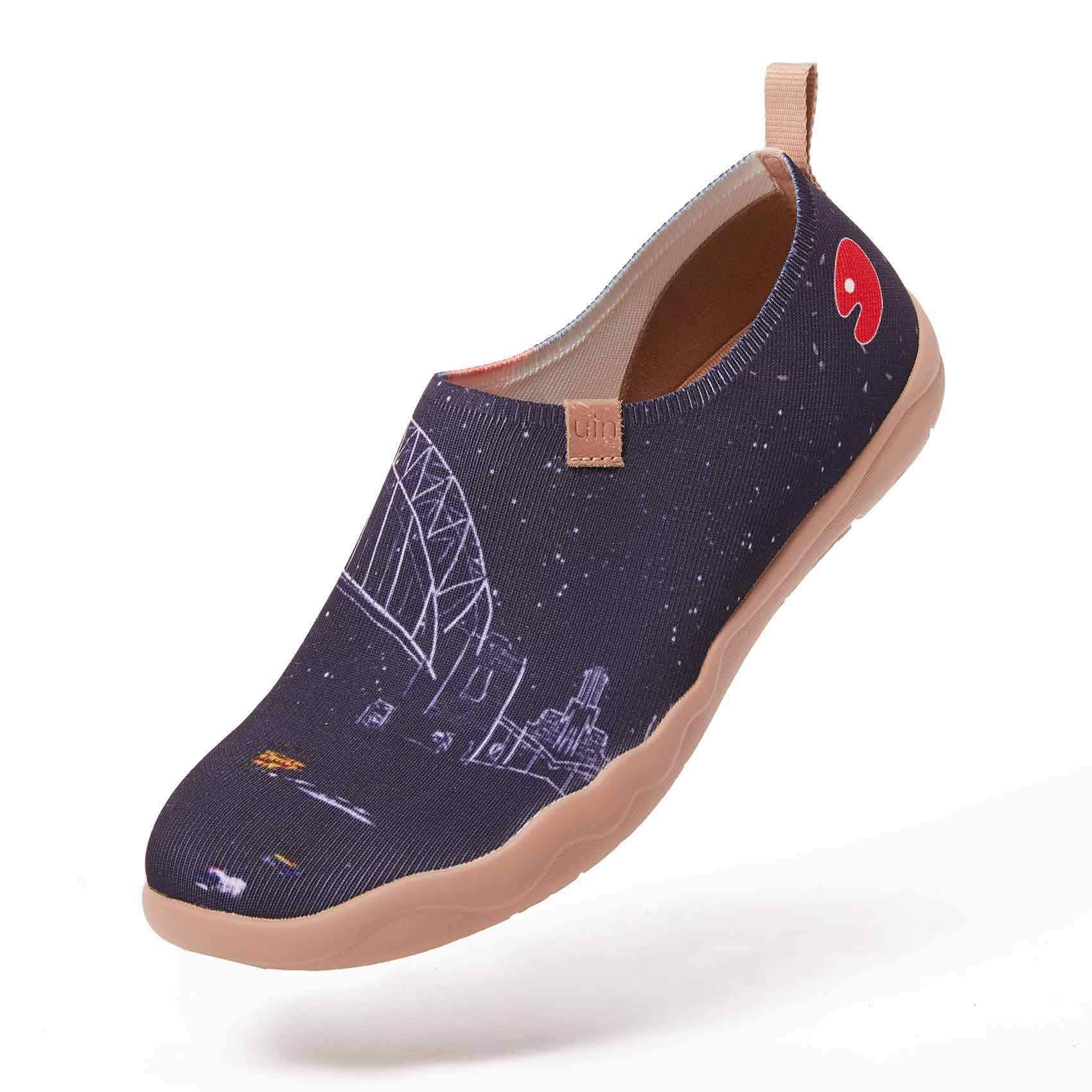 UIN Men's Slip-On Knit Loafers - Lightweight Casual Walking Shoes for Travel, Comfortable Breathable Air Painted Flats - Perfect for Barcelona Sightseeing & Daily Wear