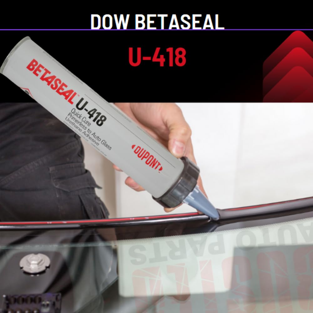 U-418 Dow Auto Glass Primerless Urethane Adhesive - Windshield & Auto Glass Bonding Solution (8 Pack) for Professional Car Repairs & DIY Auto Glass Installation