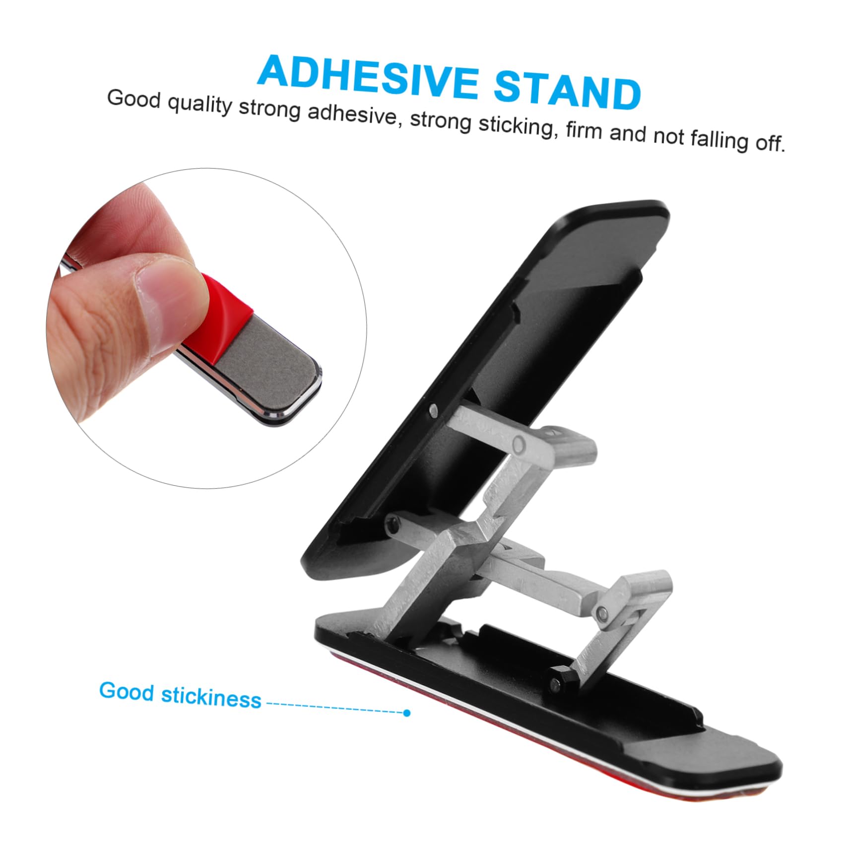 Angoily 1pc Strong Adhesive Cell Phone Holder Stand - Black Universal Phone Mount for Desk, Car Dashboard & Home Office Use