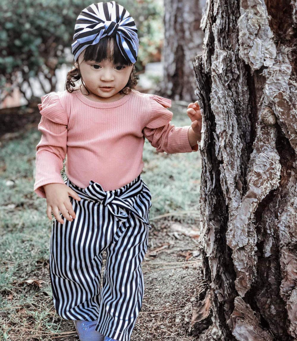 Organic Cotton Newborn Baby Girl Outfit Set - Ruffled Long Sleeve Bodysuit & Floral Harem Pants | Soft Infant Clothes for Photography, Playdates & Special Occasions