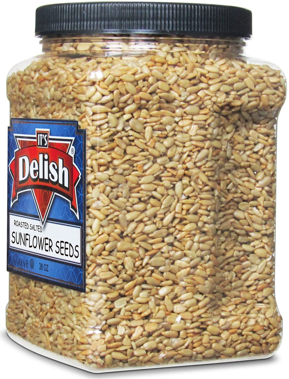 Premium Roasted & Salted Sunflower Seeds - 38oz Jumbo Jar - Healthy Snack for Office, Road Trips & Movie Nights