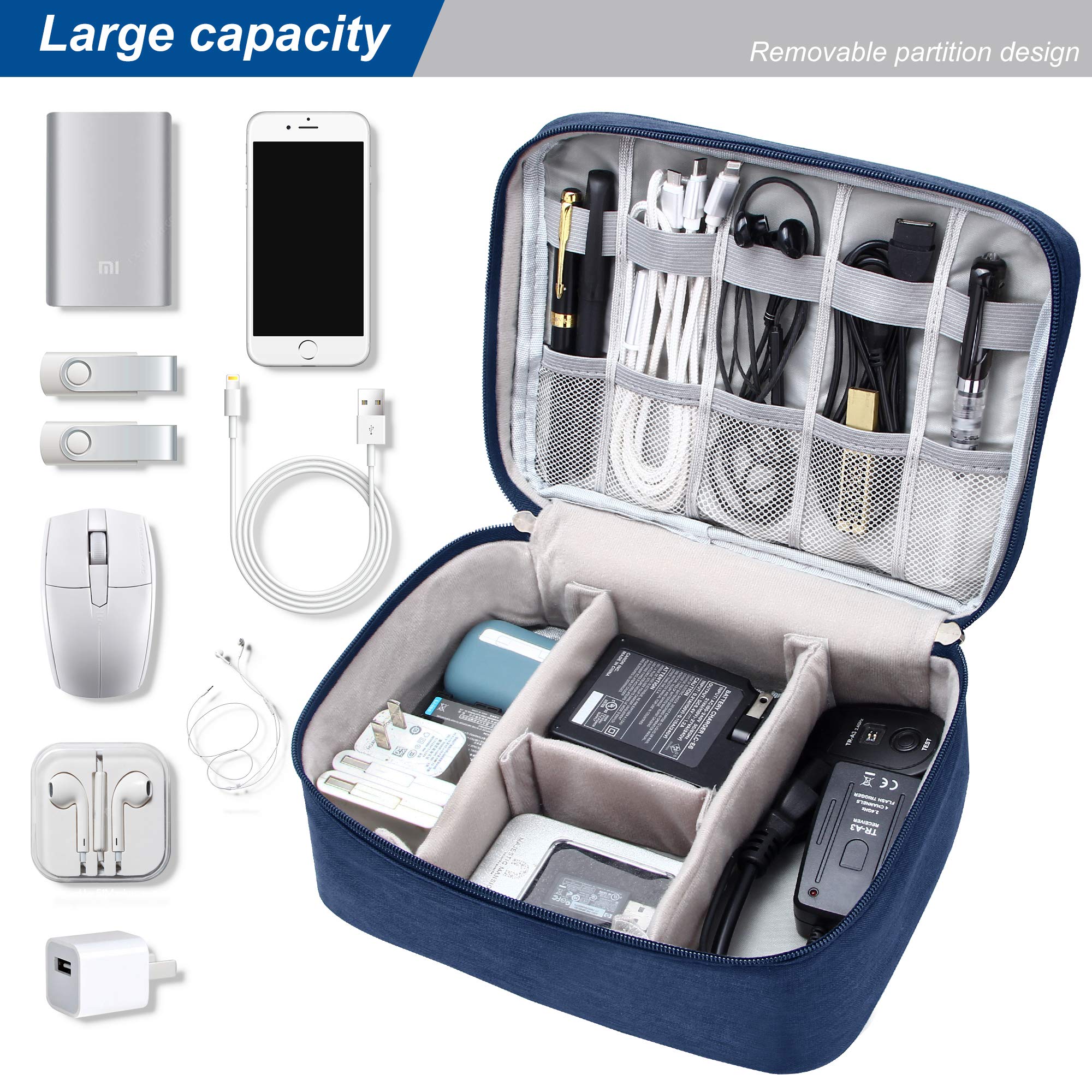 VOCUS Electronics Organizer Travel Cable Organizer Bag - Portable Tech Storage Case for Charger, Cord, Power Bank & Hardware - Perfect for Travel, Office & Home Organization