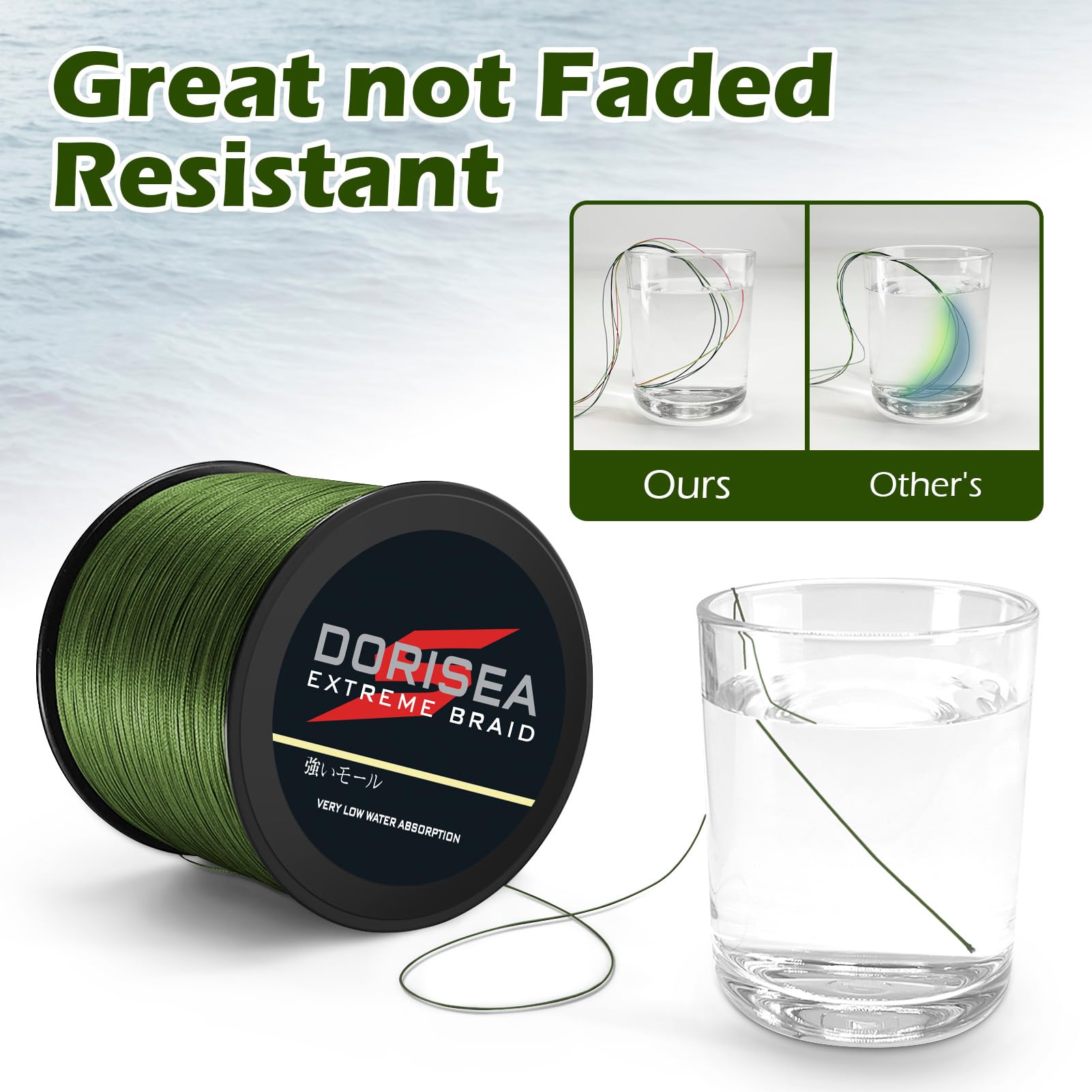 Extreme Braid 100% PE Army Green Braided Fishing Line - 109 to 2187 Yards, 6-550LB Test Strength - Super Strong Zero Stretch Fishing Wire for Saltwater & Freshwater - Perfect for Bass, Trout & Deep Sea Fishing