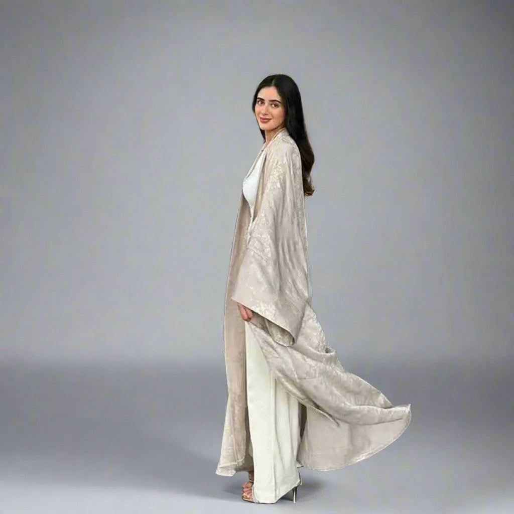 Elegant Muslim Women's Bronzing Cardigan Open Abaya Dress - Modest Islamic Fashion for Prayer, Mosque & Everyday Wear