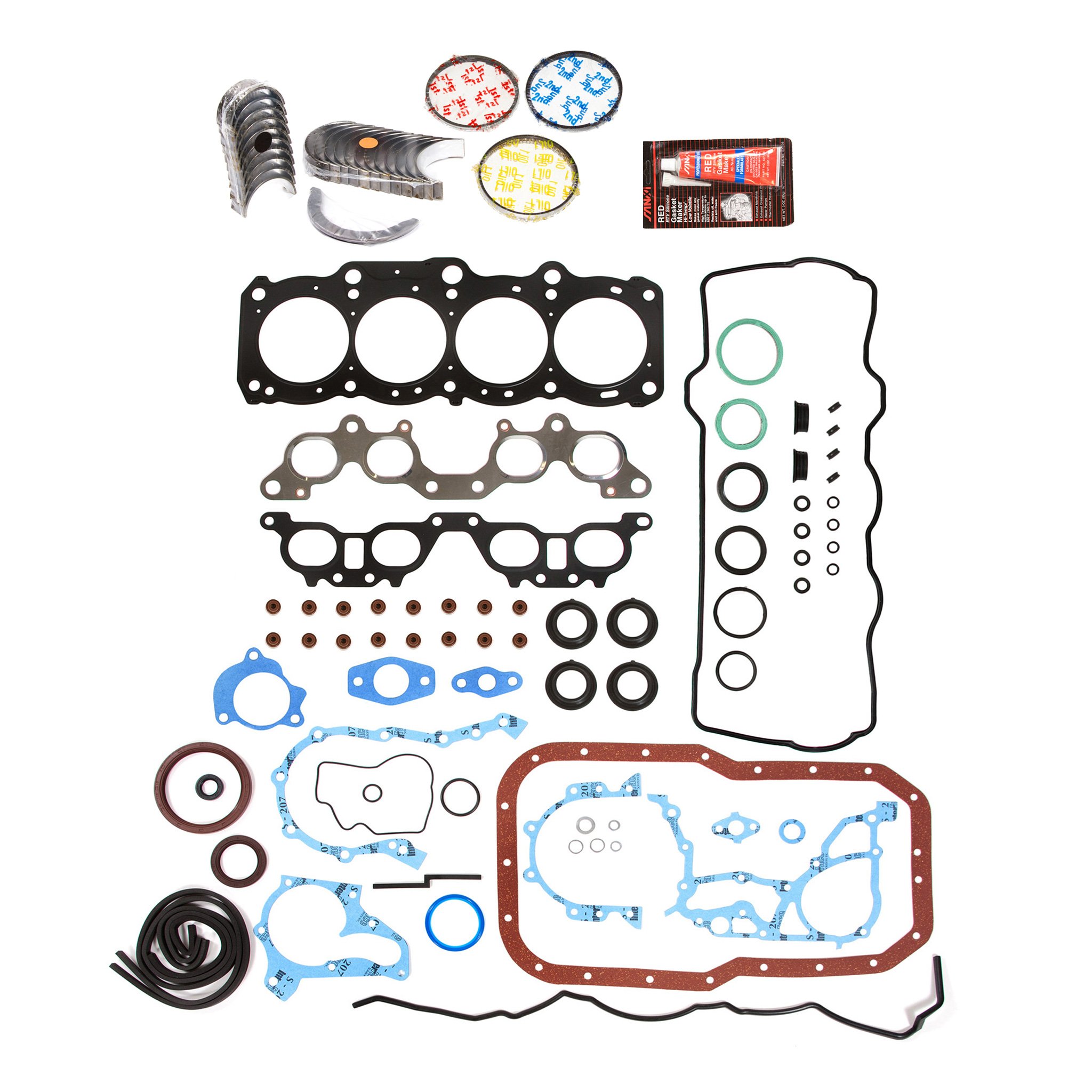 Evergreen Engine Rebuild Kit FSBRR2029-2EVE - Compatible with 1998-2001 Toyota Solara & Camry 5SFE Engines - Full Gasket Set, Standard Size Main/Rod Bearings, 0.50mm Oversize Piston Rings - Perfect for Engine Overhaul & Performance Restoration