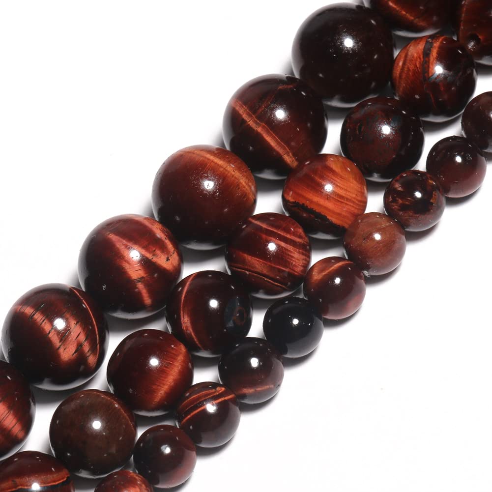 Natural 10mm Red Tiger Eye Gemstone Round Loose Beads for Jewelry Making - DIY Bracelets, Necklaces & Craft Projects - Healing Crystal Bead Supplies