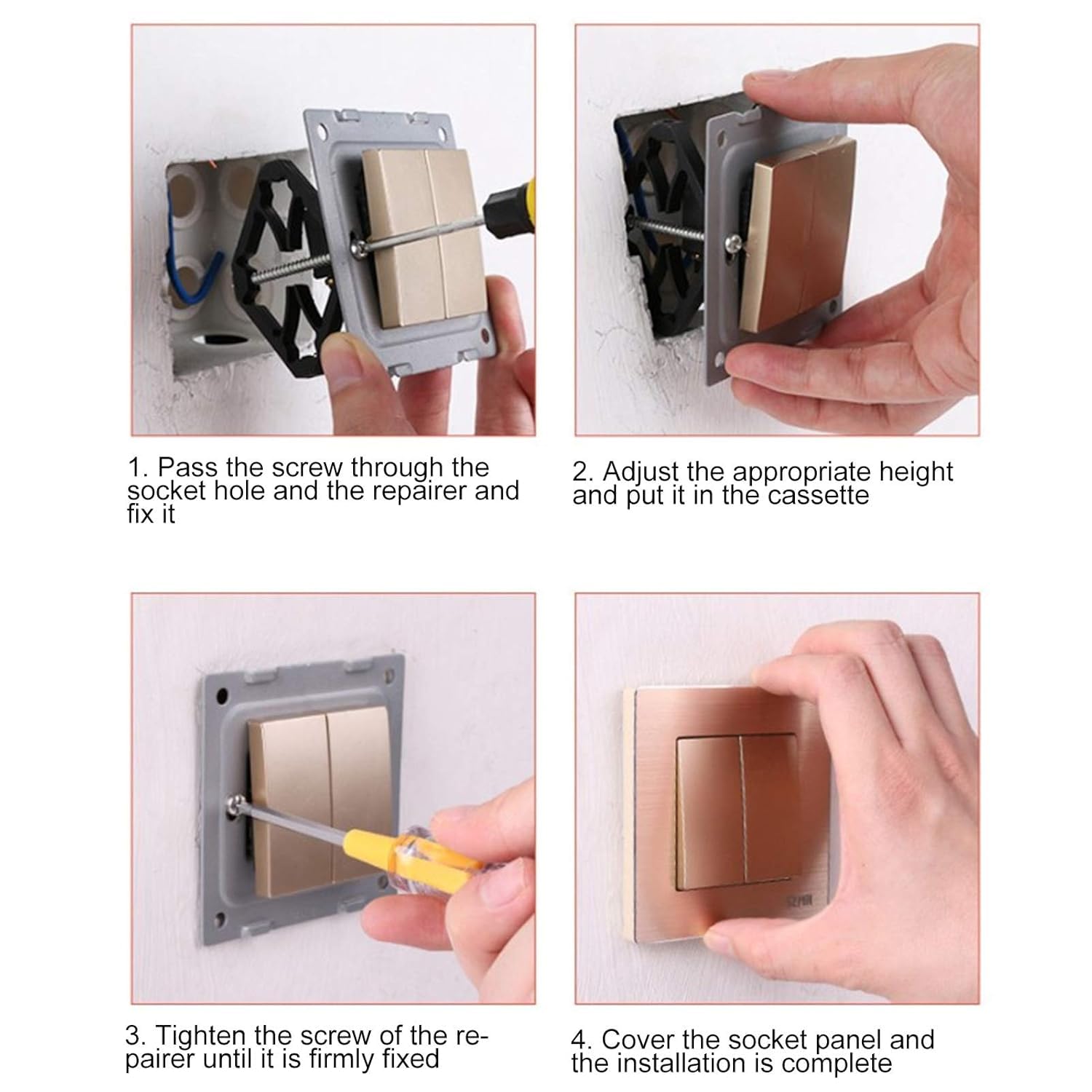 Serplex® 10Pcs Universal 86 Type Switch Socket Cassette Repair Kit - Wall Mount Outlet Repair Tool for Electrical Base Box, Switch Bottom Box & Wall Socket Maintenance | Ideal for Home DIY Electrical Repairs and Professional Electrician Use