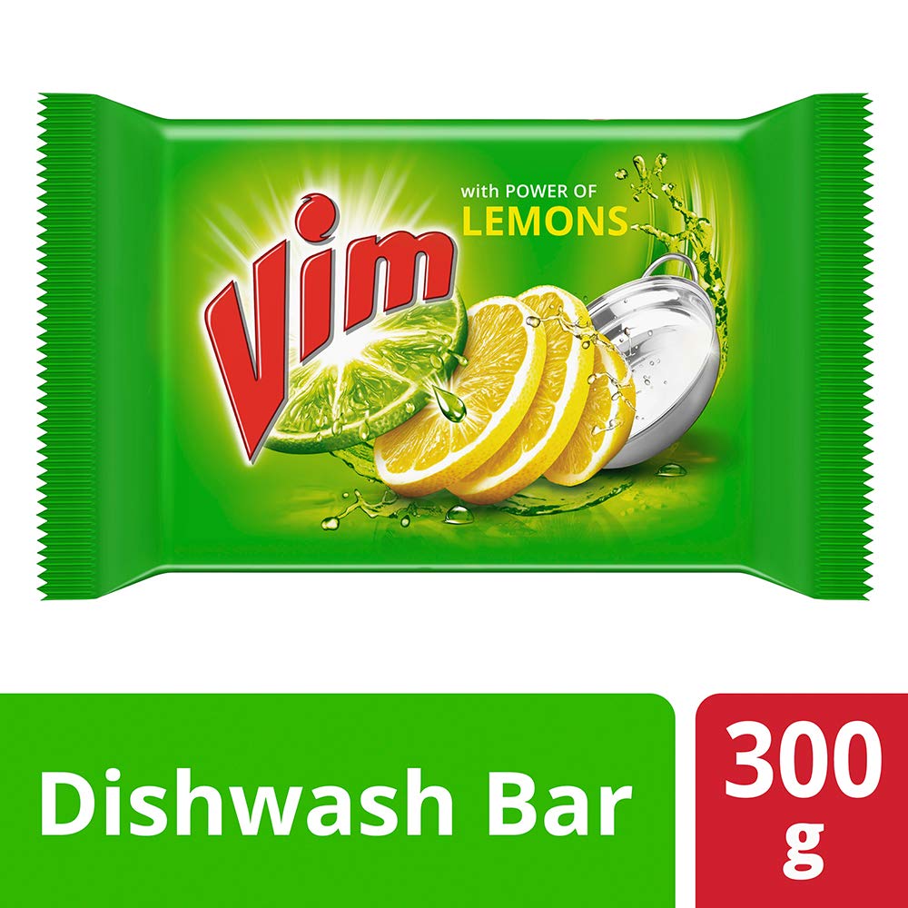 Vim Antismell with Pudina (Mint) Dishwashing Bar - Pack of 5 (Buy 4 Get 1 Free) | Vim Lemon Dishwash Bar 300g - Powerful Stain & Grease Removal | Ideal for Kitchen Cleaning, Utensil Washing & Tough Stain Removal