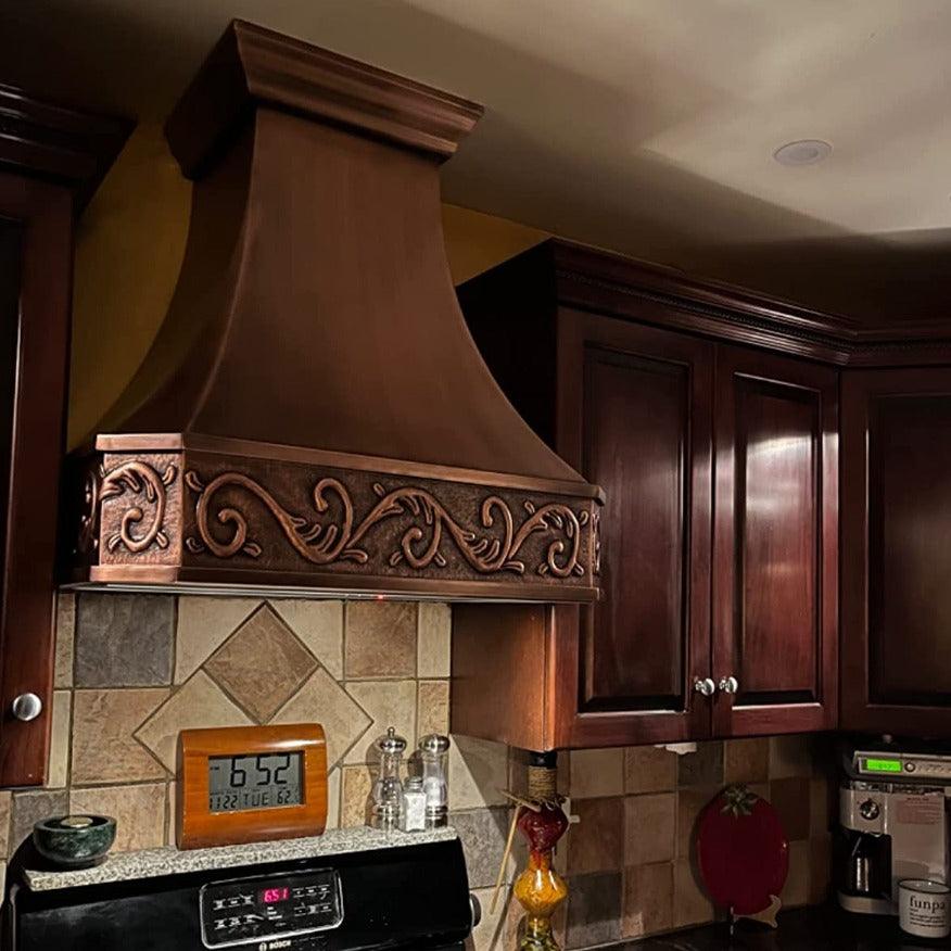 SINDA Classic Copper Range Hood H3A - 36 Inch Stainless Steel Kitchen Vent Hood with LED Lights, Powerful Exhaust Fan for Home Cooking - Perfect for Modern Kitchens, Restaurants, and Open-Concept Living Spaces
