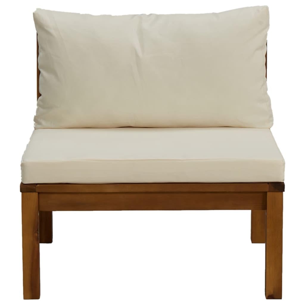 Premium Acacia Wood Outdoor Sectional Sofa with Cream White Cushions - Patio Lounge Furniture for Garden, Poolside & Backyard Relaxation